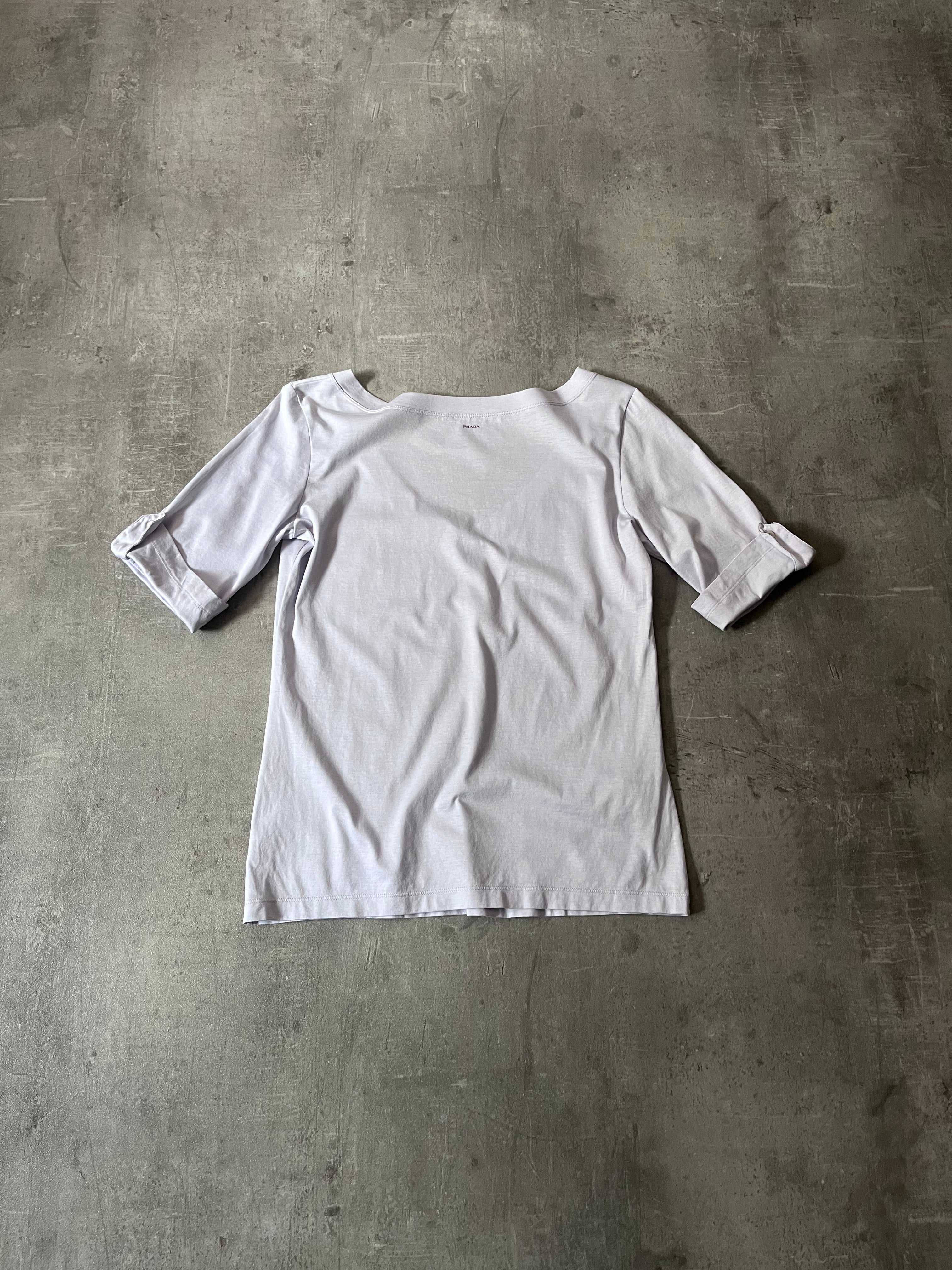 Prada Pocket V-Neck T-shirt Liliac Women - XL