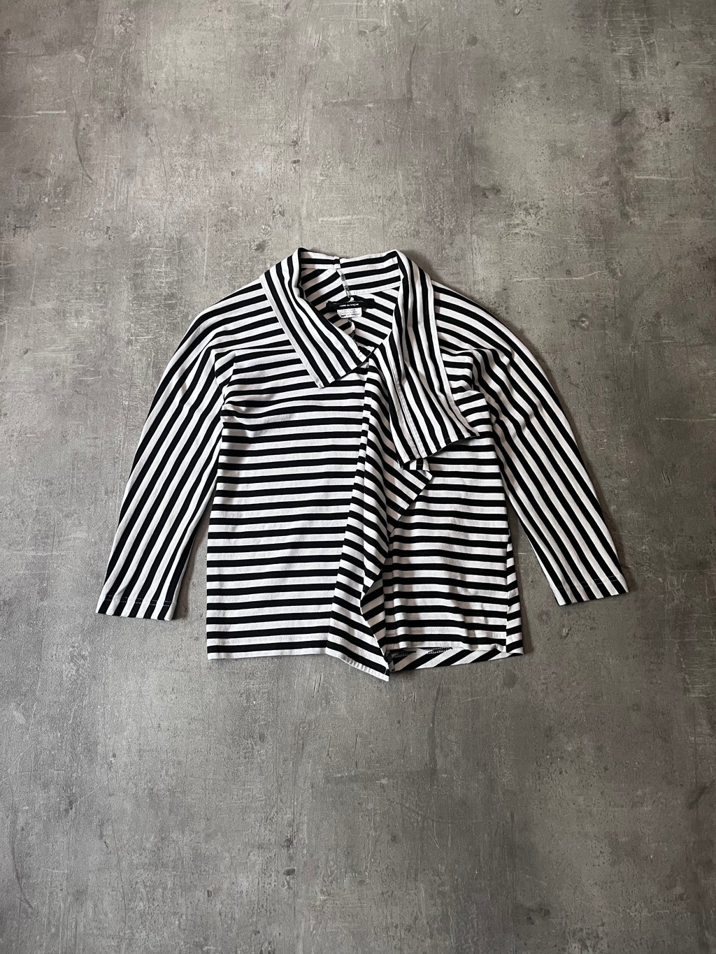 Junya Watanabe Comme des Garcons Asymmetric Striped Draped Top Black White Women - S