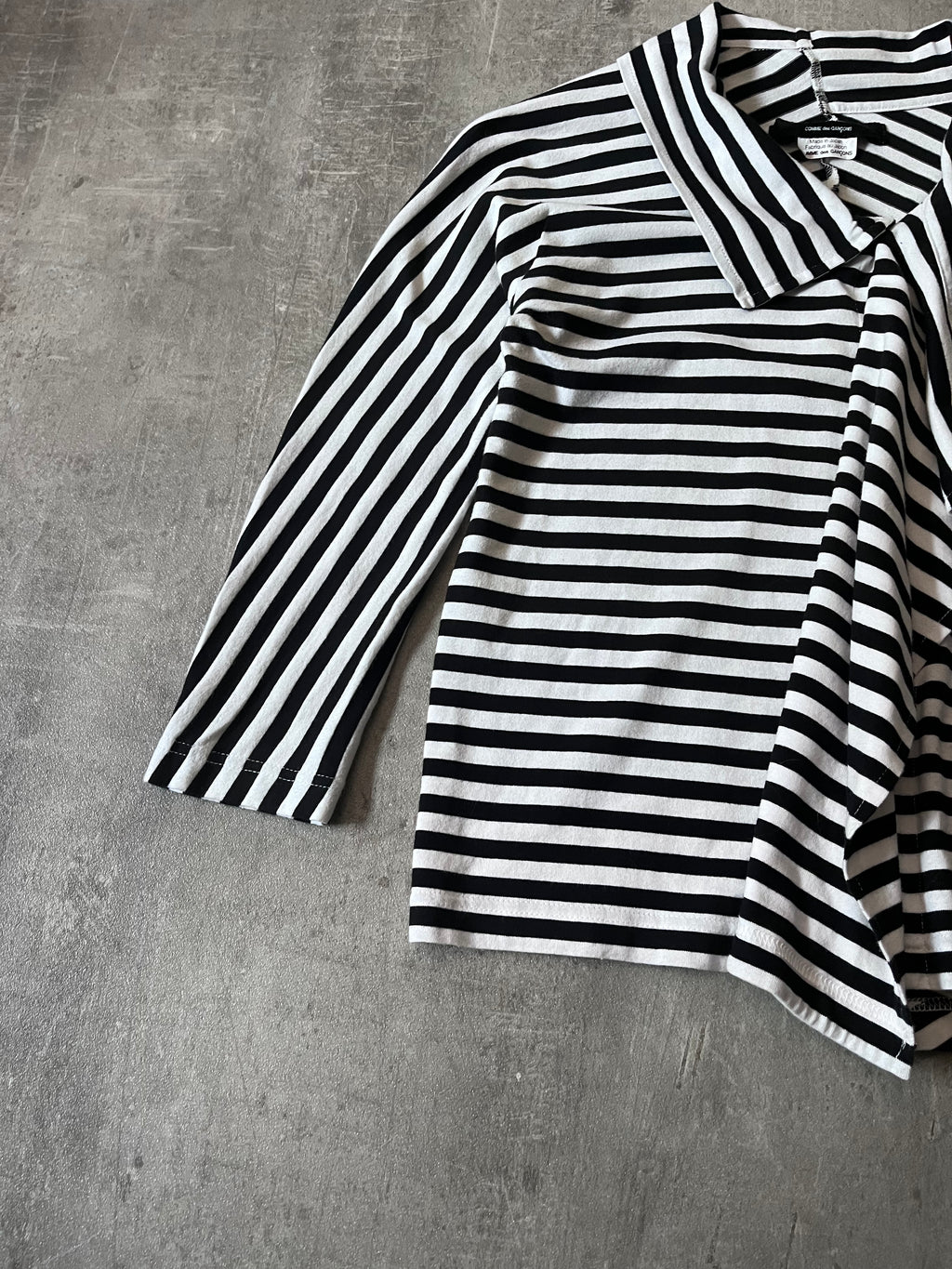 Junya Watanabe Comme des Garcons Asymmetric Striped Draped Top Black White Women - S