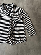 Junya Watanabe Comme des Garcons Asymmetric Striped Draped Top Black White Women - S