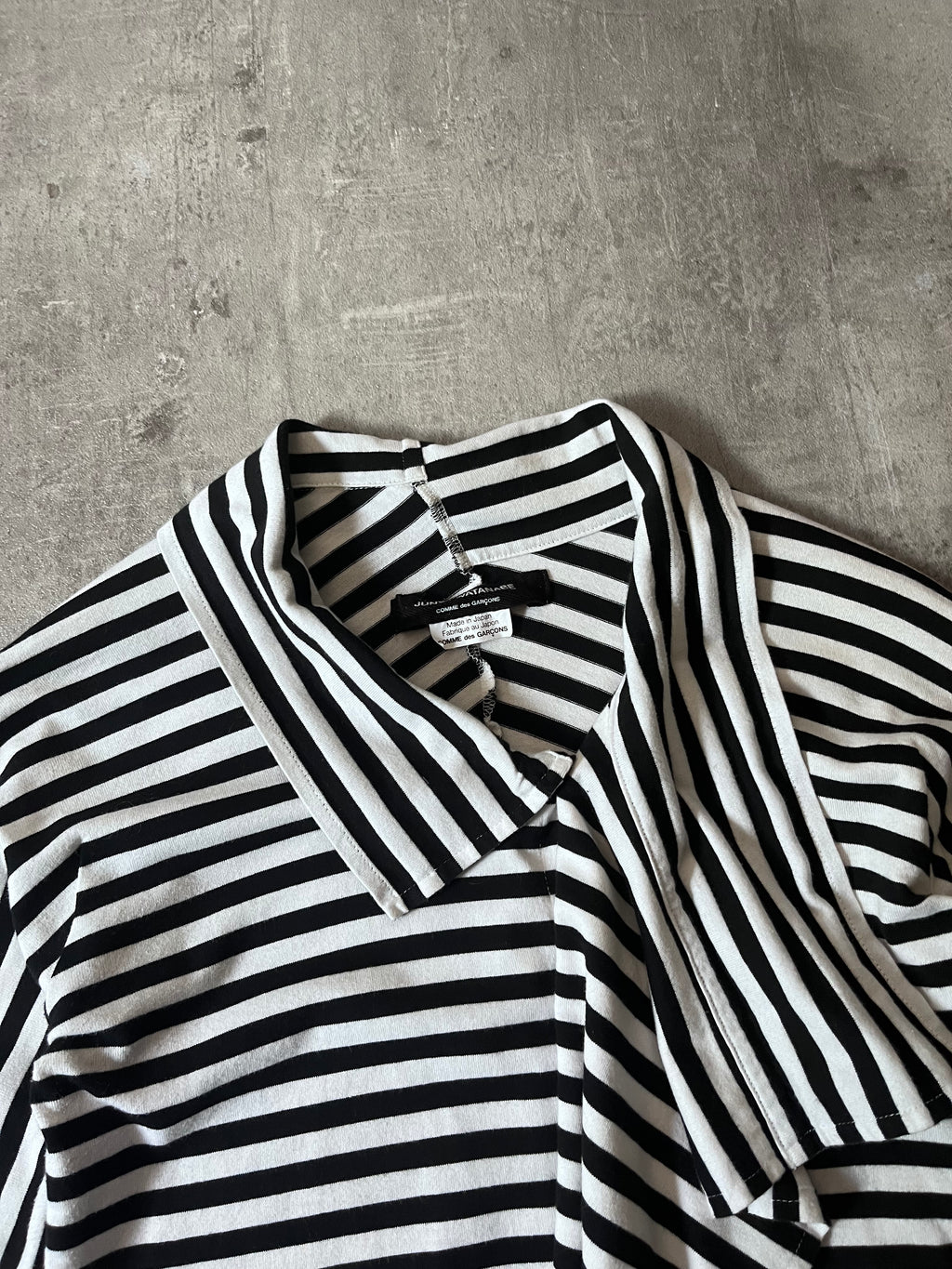 Junya Watanabe Comme des Garcons Asymmetric Striped Draped Top Black White Women - S