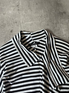Junya Watanabe Comme des Garcons Asymmetric Striped Draped Top Black White Women - S