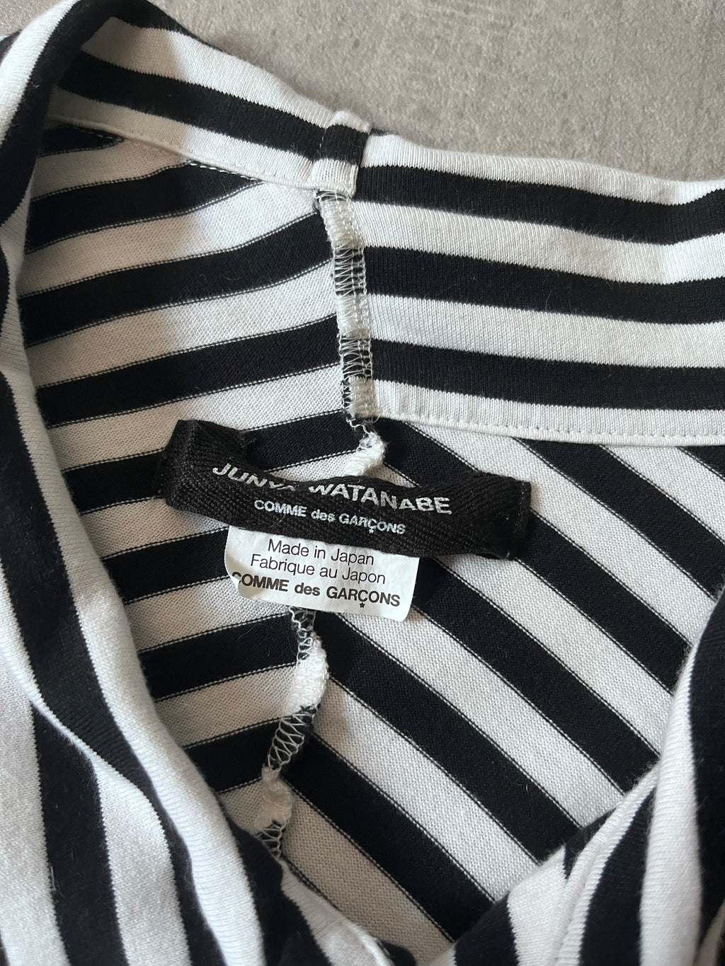 Junya Watanabe Comme des Garcons Asymmetric Striped Draped Top Black White Women - S