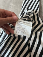 Junya Watanabe Comme des Garcons Asymmetric Striped Draped Top Black White Women - S