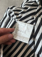 Junya Watanabe Comme des Garcons Asymmetric Striped Draped Top Black White Women - S