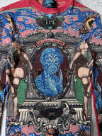 S/S 1994 Jean Paul Gaultier Cabaret Tattoo Mesh Top Longsleeve Multicolor Unisex - XL