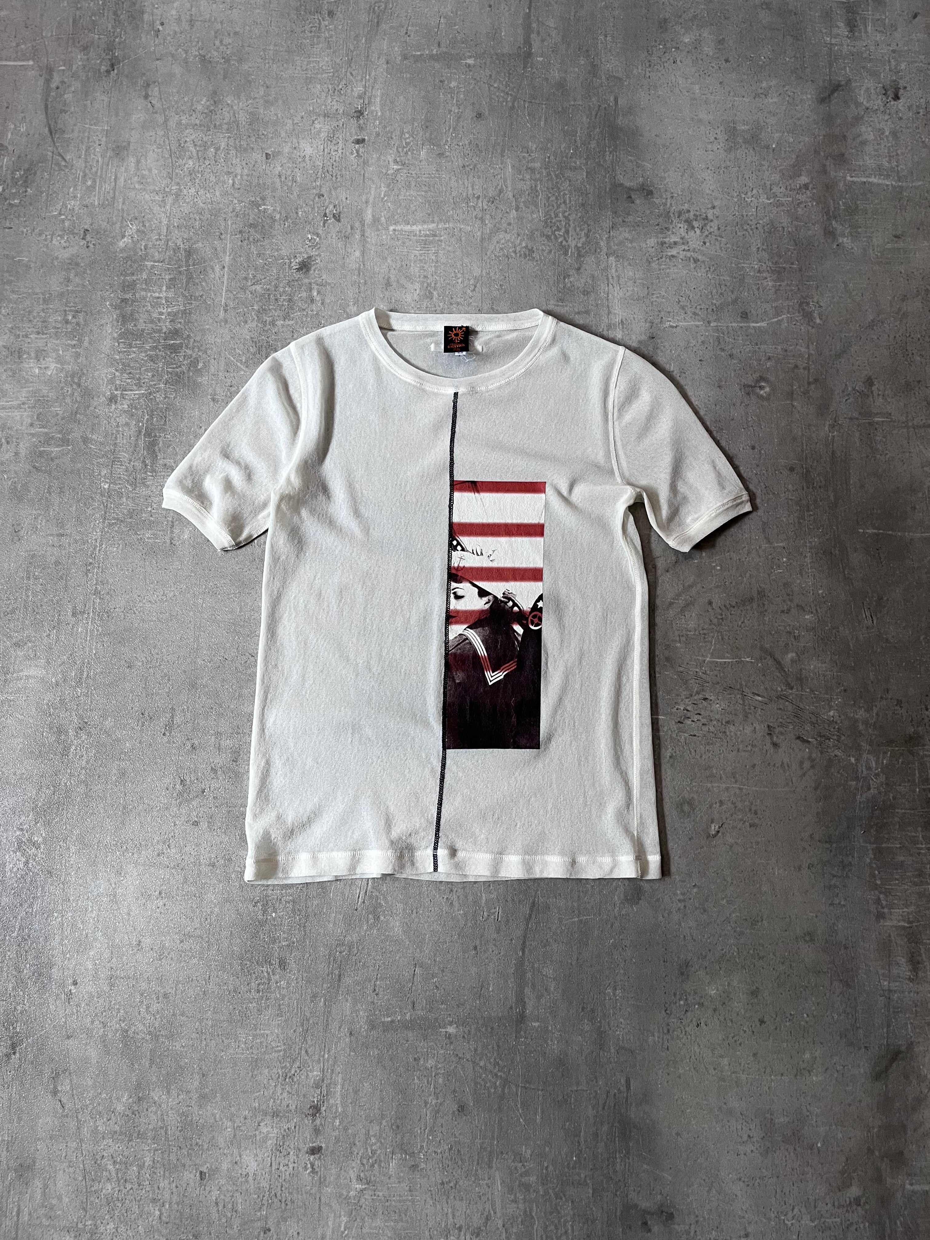 90s Jean Paul Gaultier Mesh Top T-shirt White Unisex - M