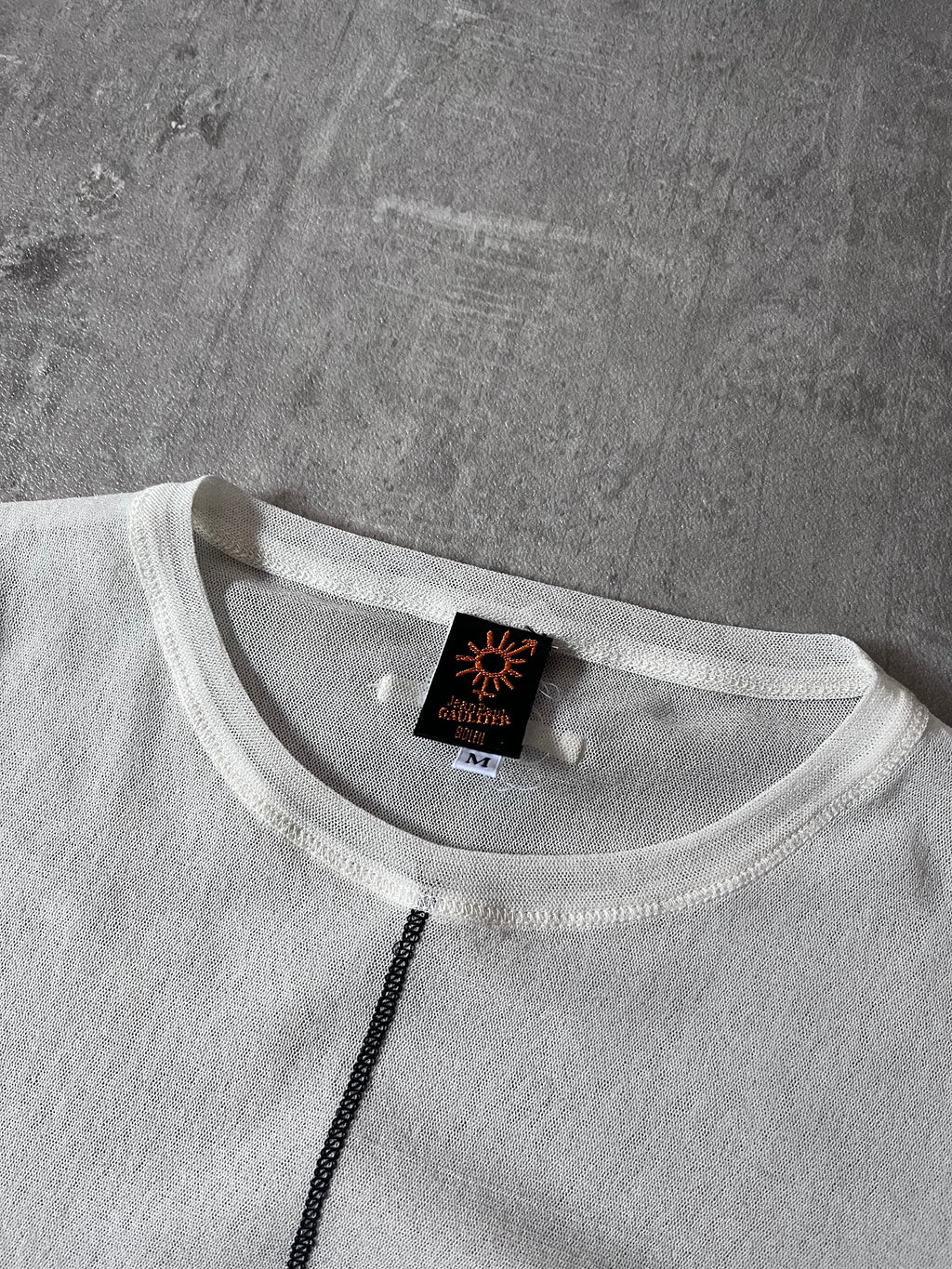 90s Jean Paul Gaultier Mesh Top T-shirt White Unisex - M