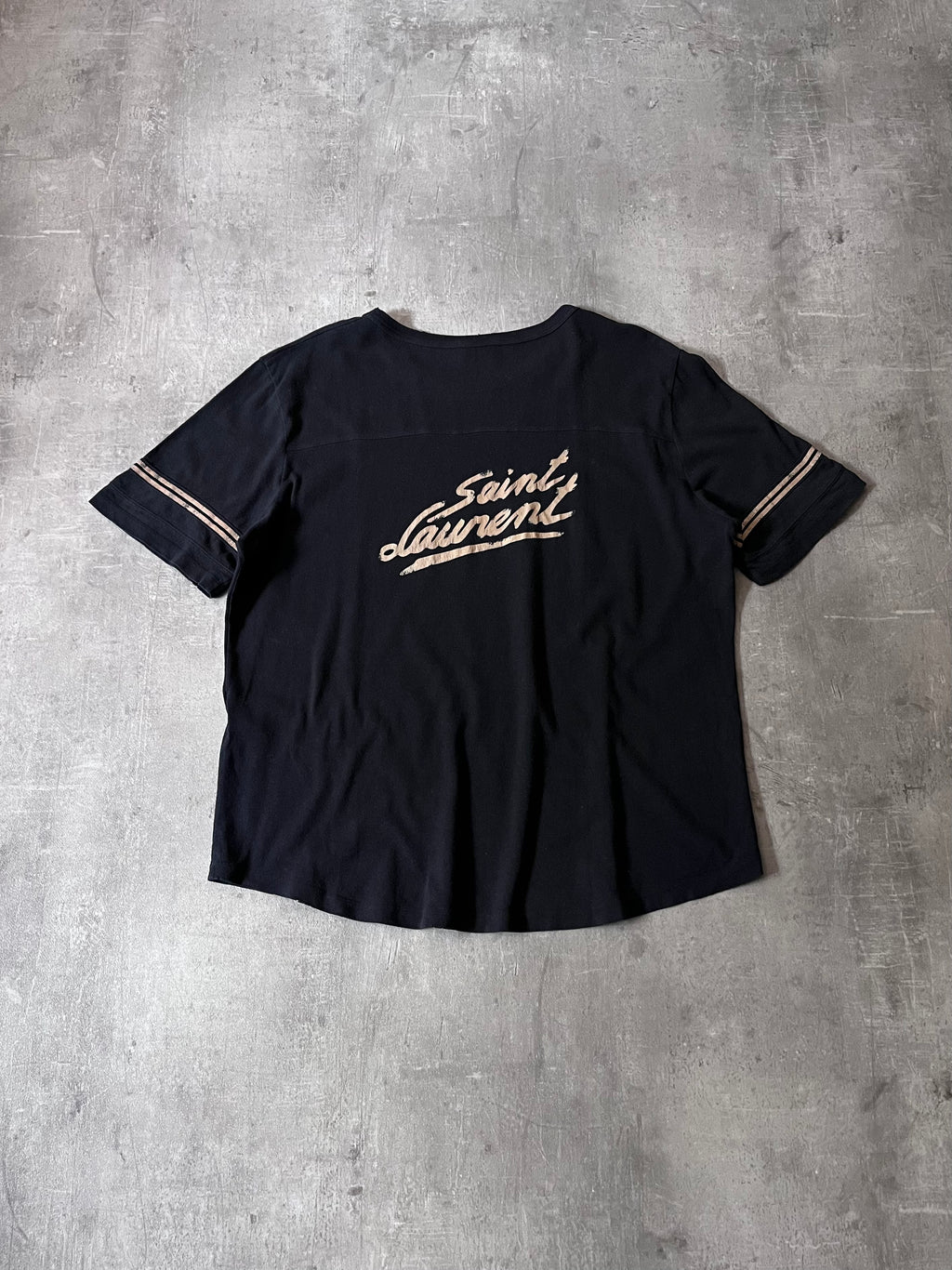 Saint Laurent Paris 50s Signature Destroyed T-shirt Dark Navy Men - XL