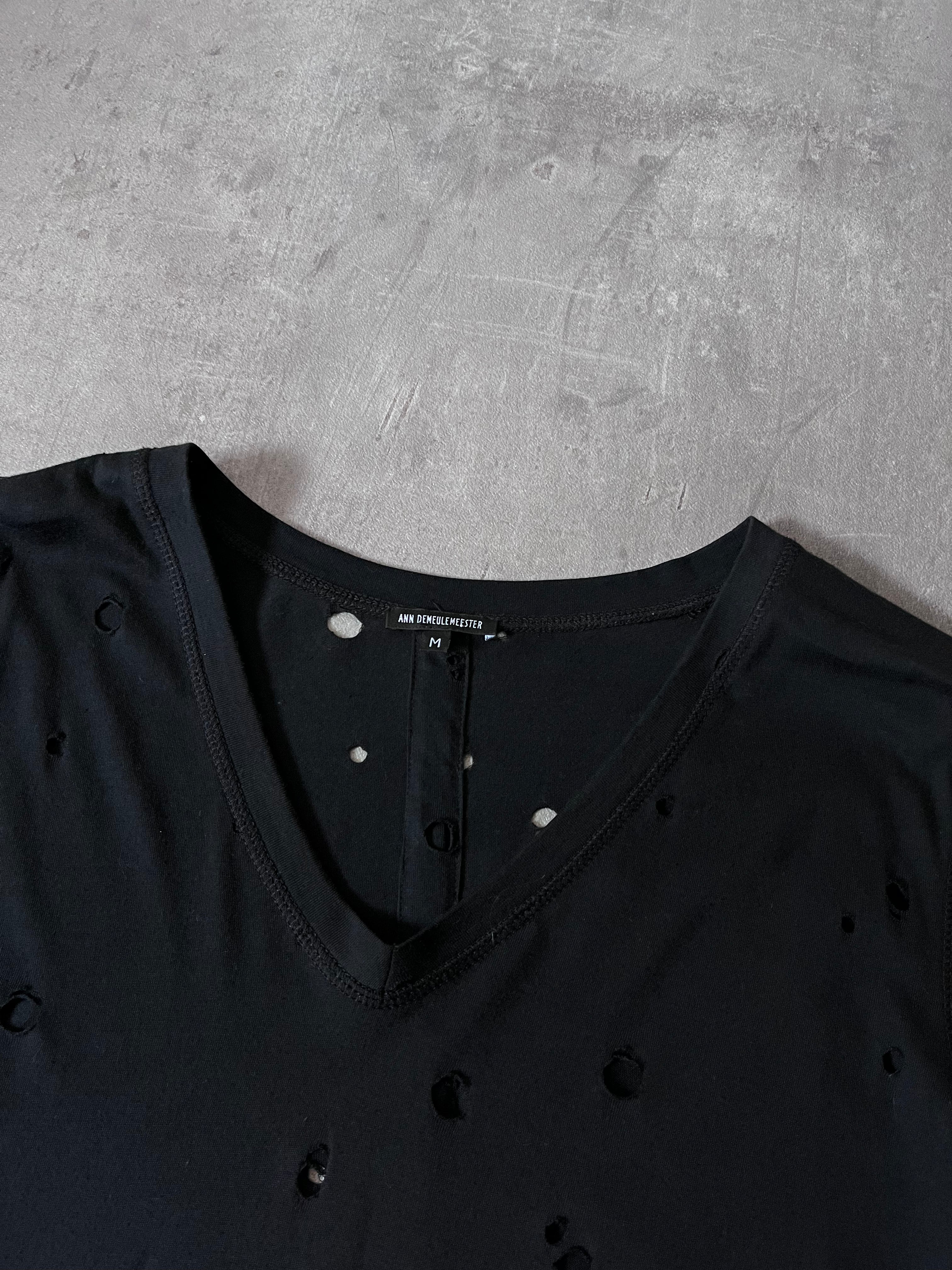 2000s Ann Demeulemeester Distressed T-Shirt Black Men - M