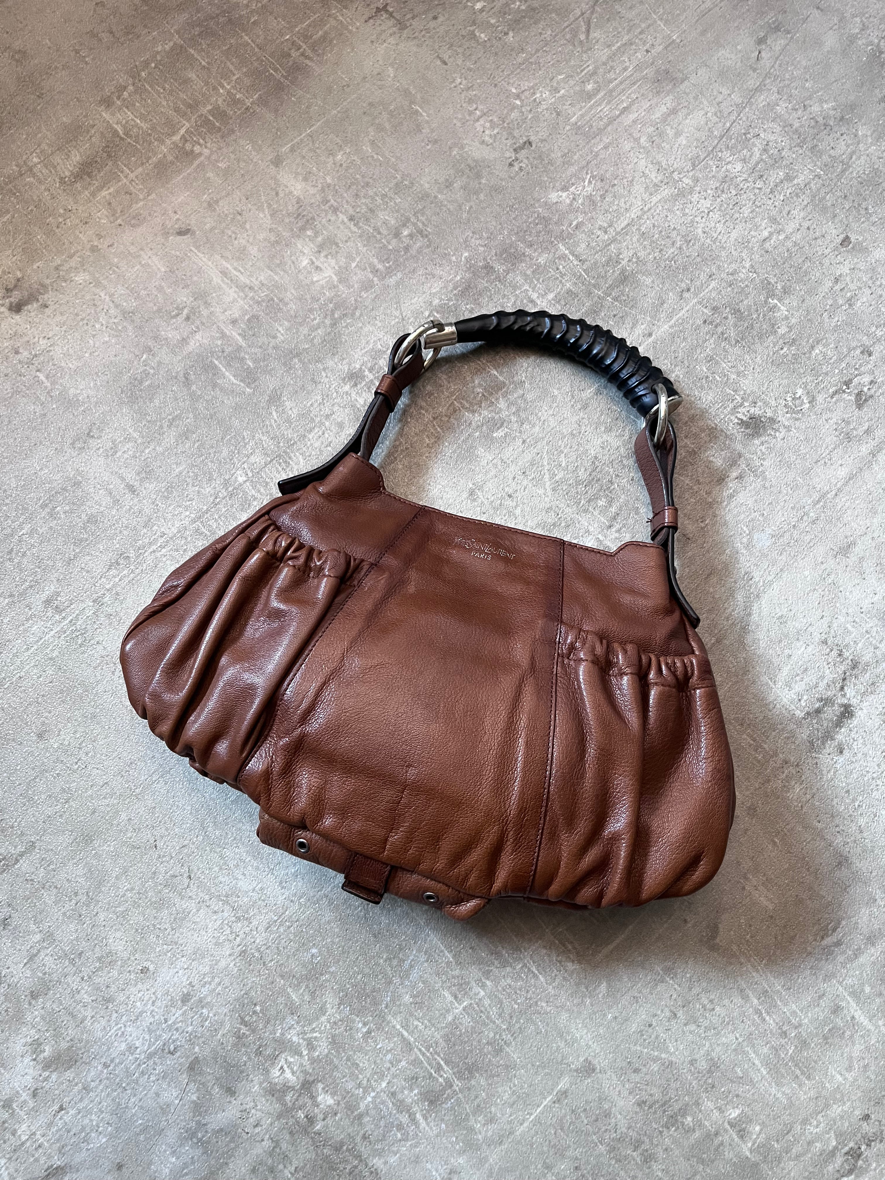 2000s Yves Saint Laurent Vintage Mombasa Small Shoulder Bag Brown