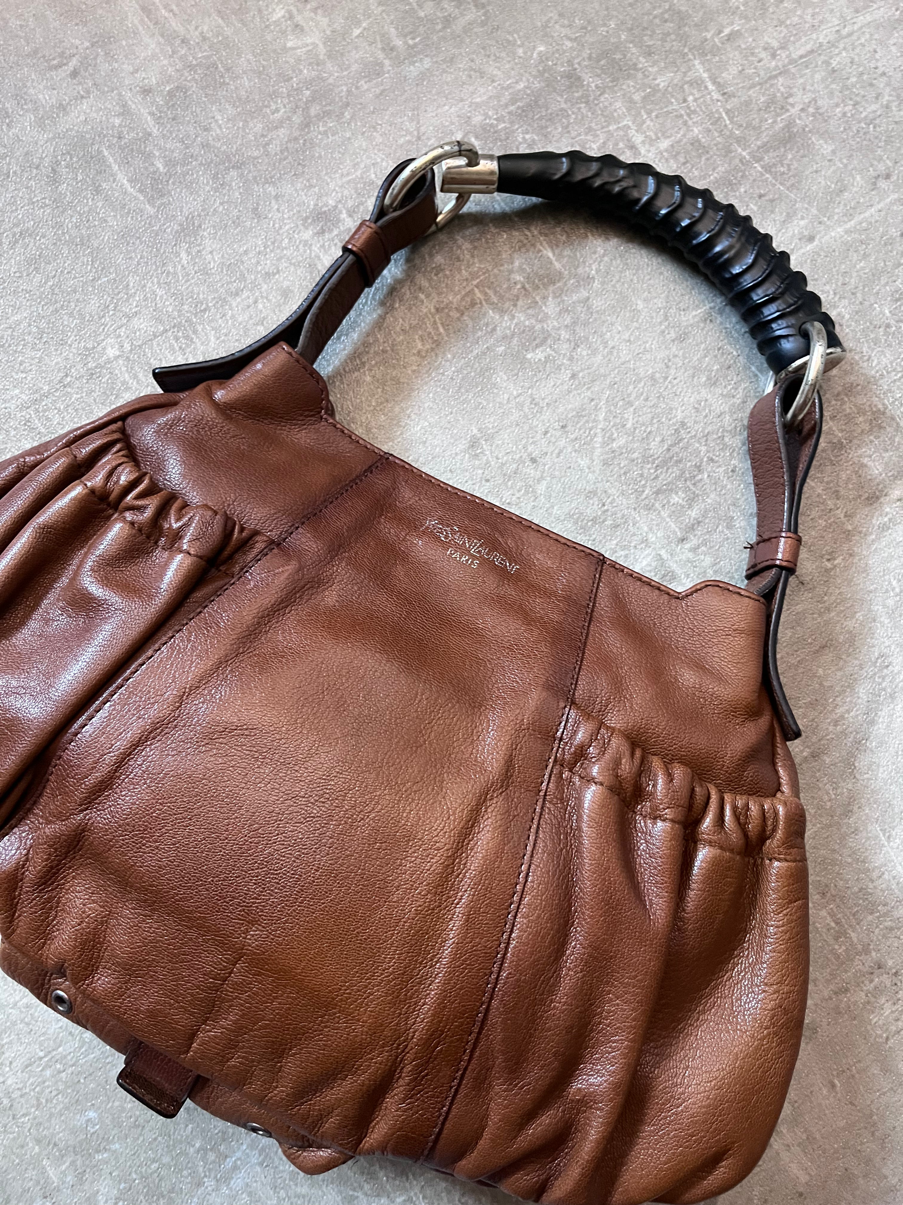 2000s Yves Saint Laurent Vintage Mombasa Small Shoulder Bag Brown