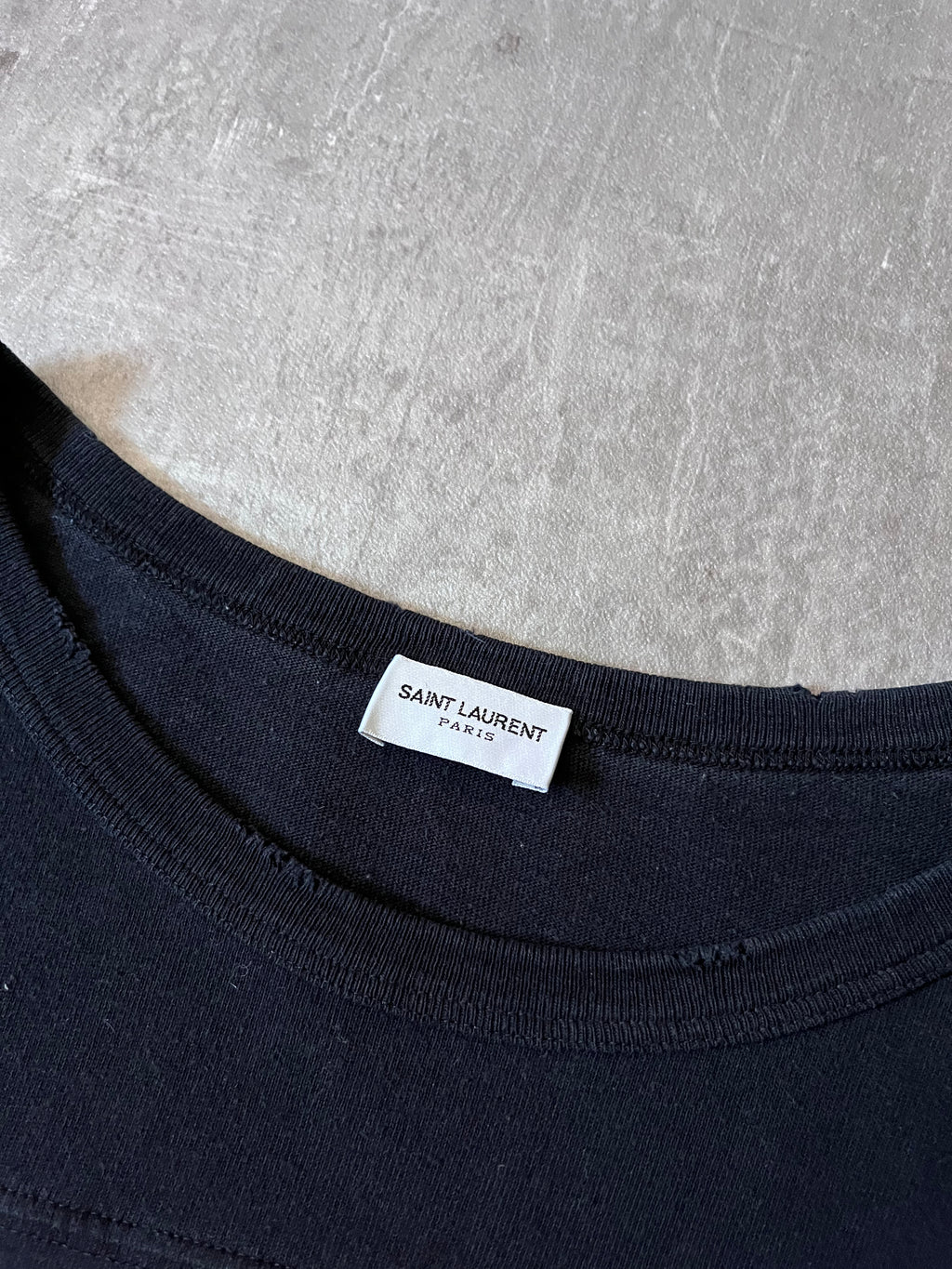 Saint Laurent Paris 50s Signature Destroyed T-shirt Dark Navy Men - XL