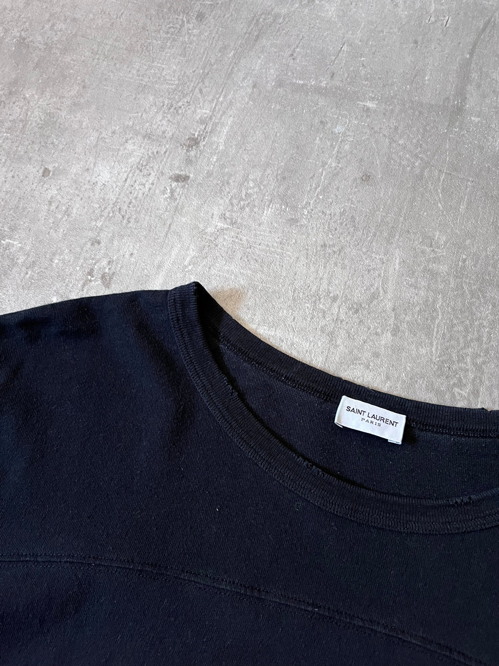 Saint Laurent Paris 50s Signature Destroyed T-shirt Dark Navy Men - XL