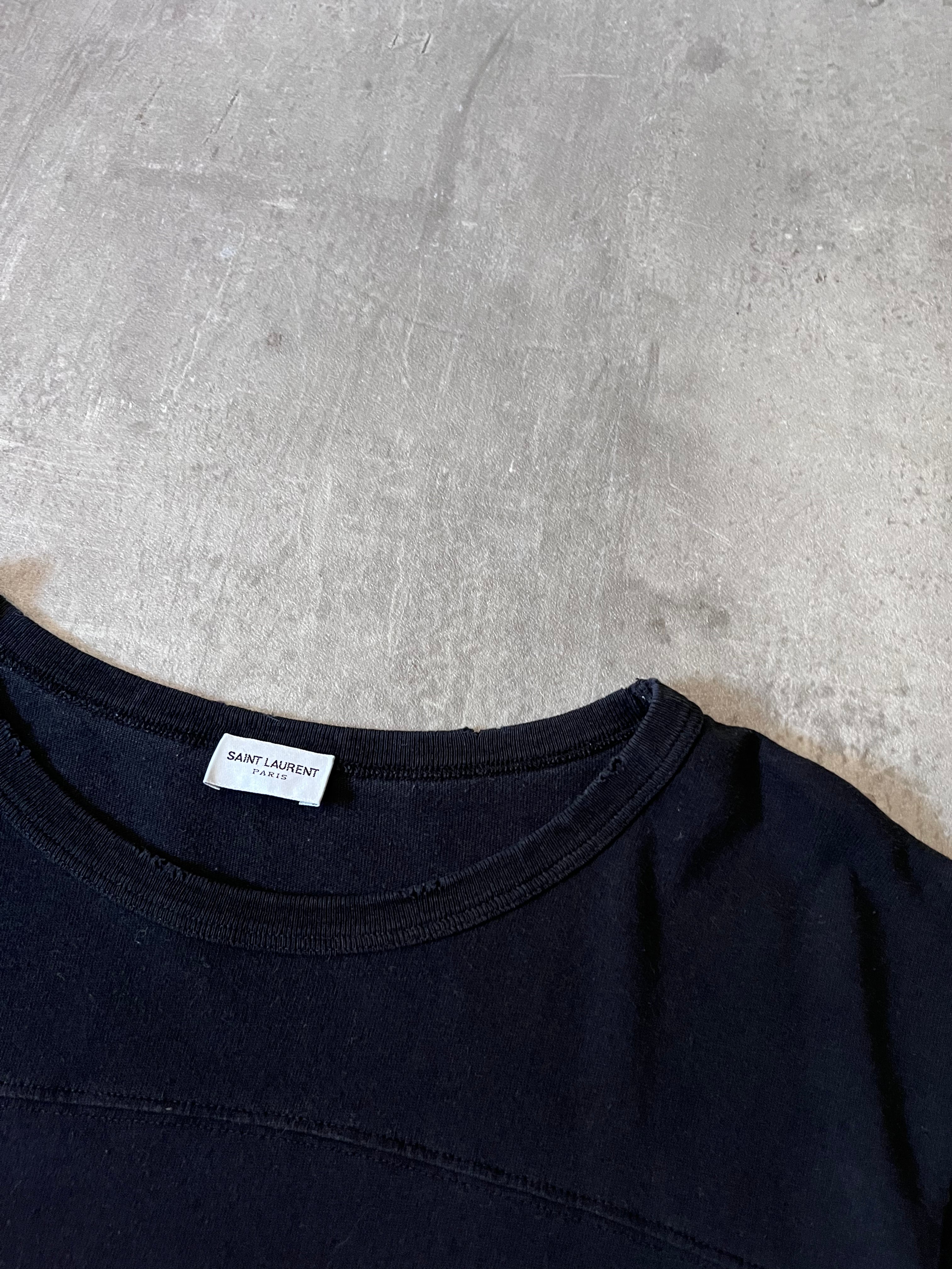 Saint Laurent Paris 50s Signature Destroyed T-shirt Dark Navy Men - XL