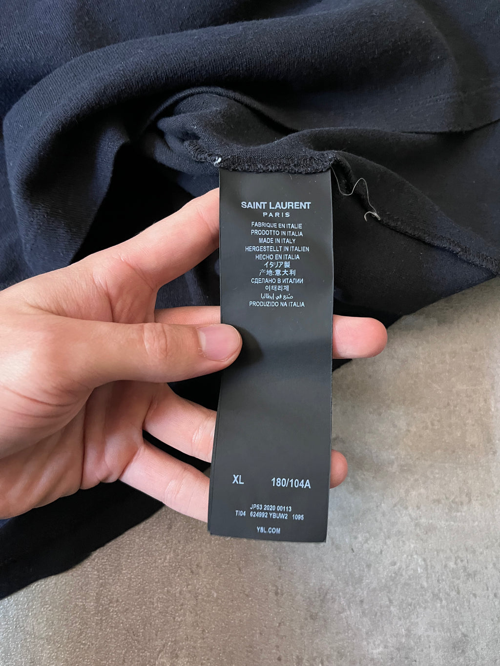 Saint Laurent Paris 50s Signature Destroyed T-shirt Dark Navy Men - XL