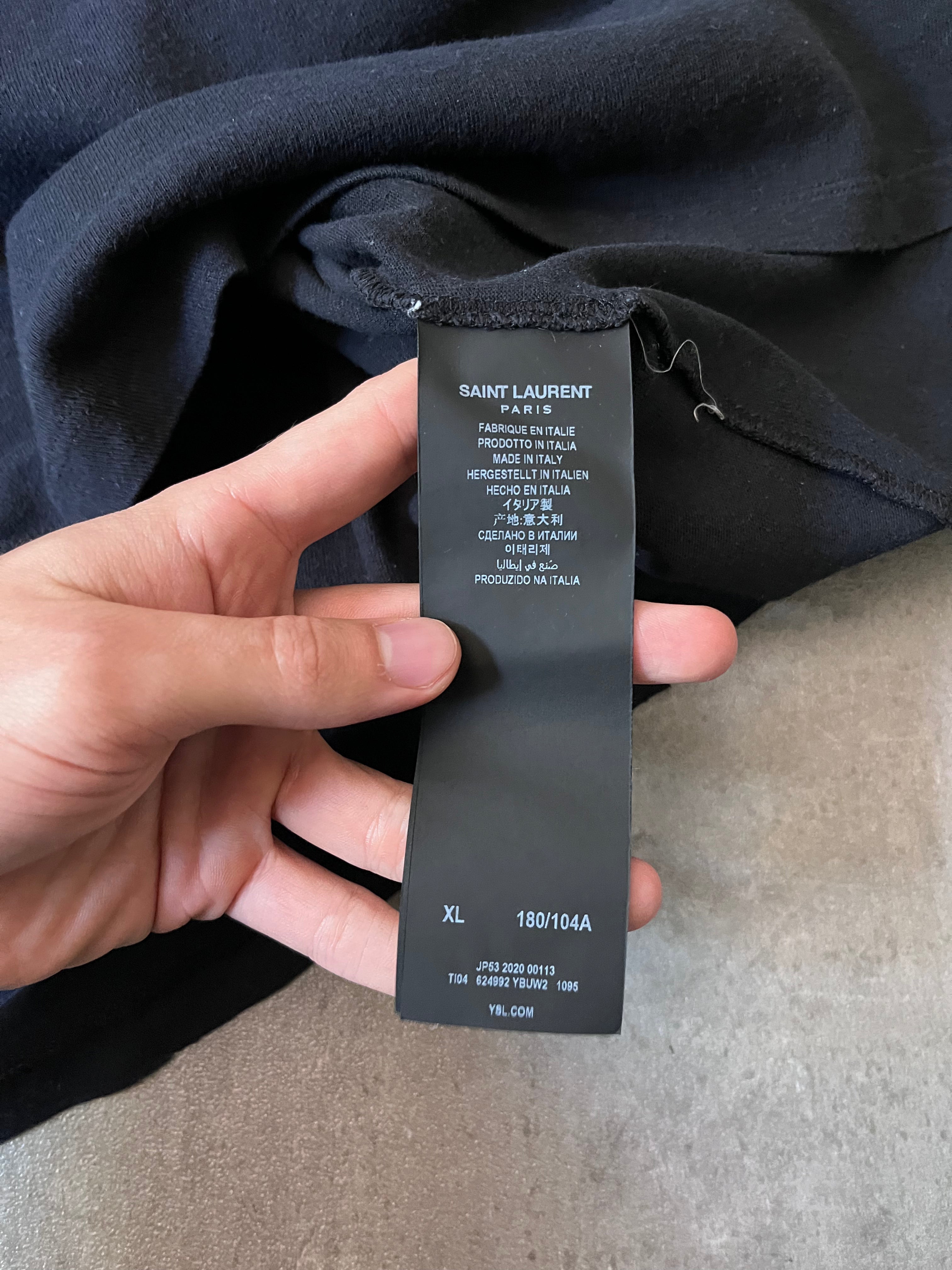 Saint Laurent Paris 50s Signature Destroyed T-shirt Dark Navy Men - XL