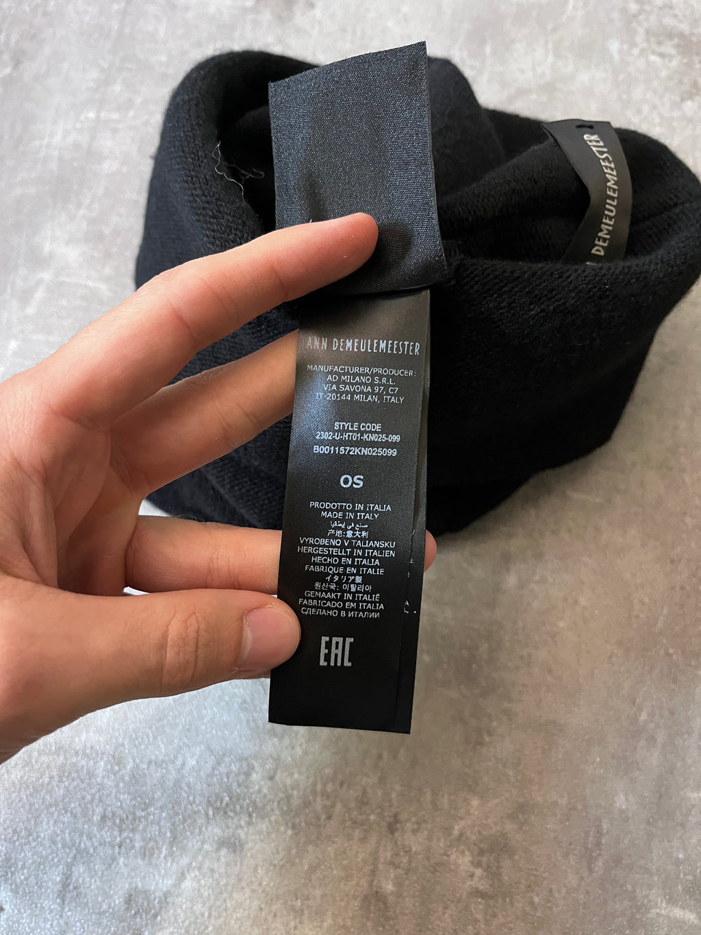 F/W 2023 Ann Demeulemeester Wilmar "Holy" Wool Cashmere Hats Blasck Unisex