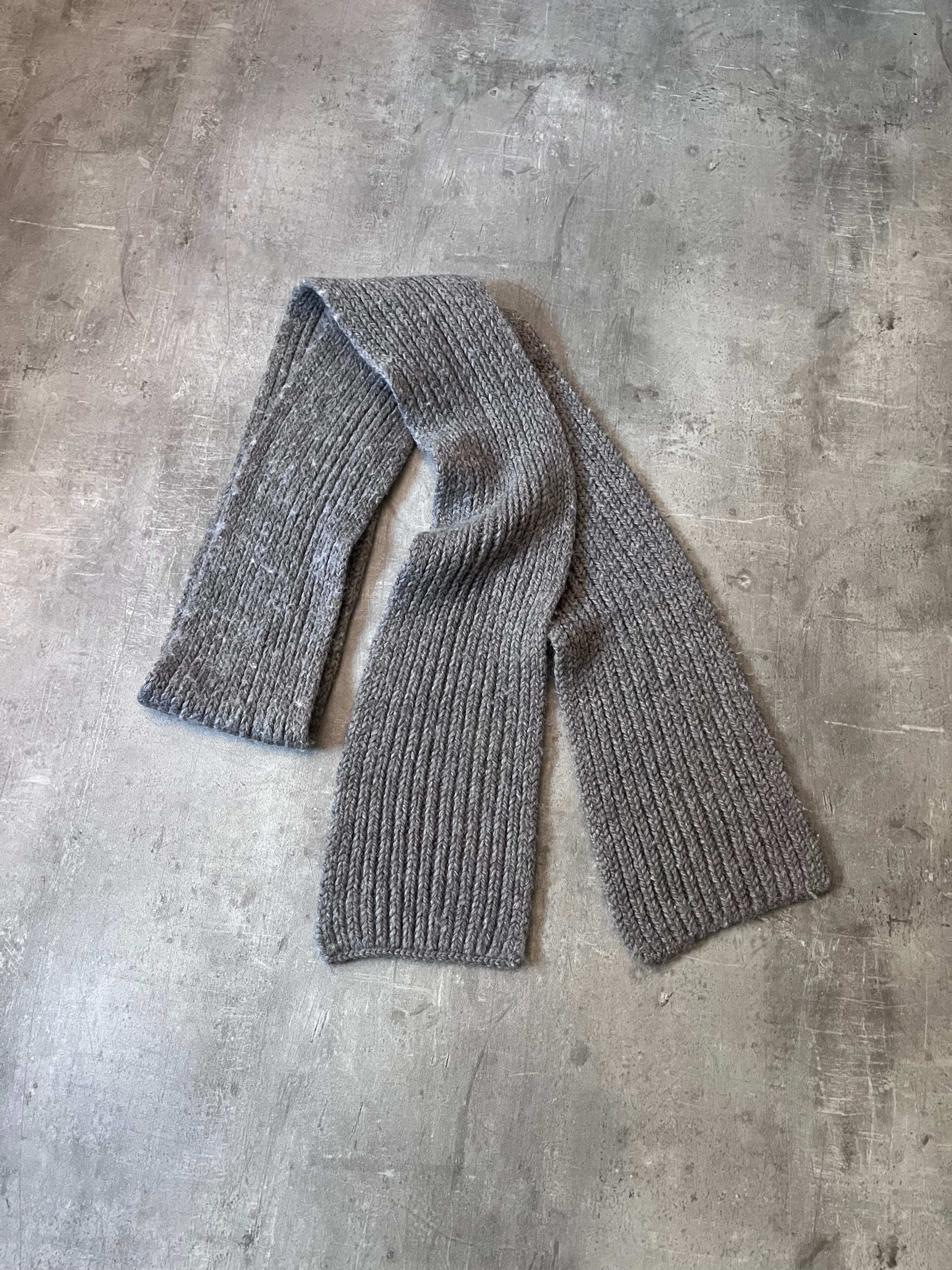 Ann Demeulemeester Ribbed Knit Wool Scarf Grey Unisex