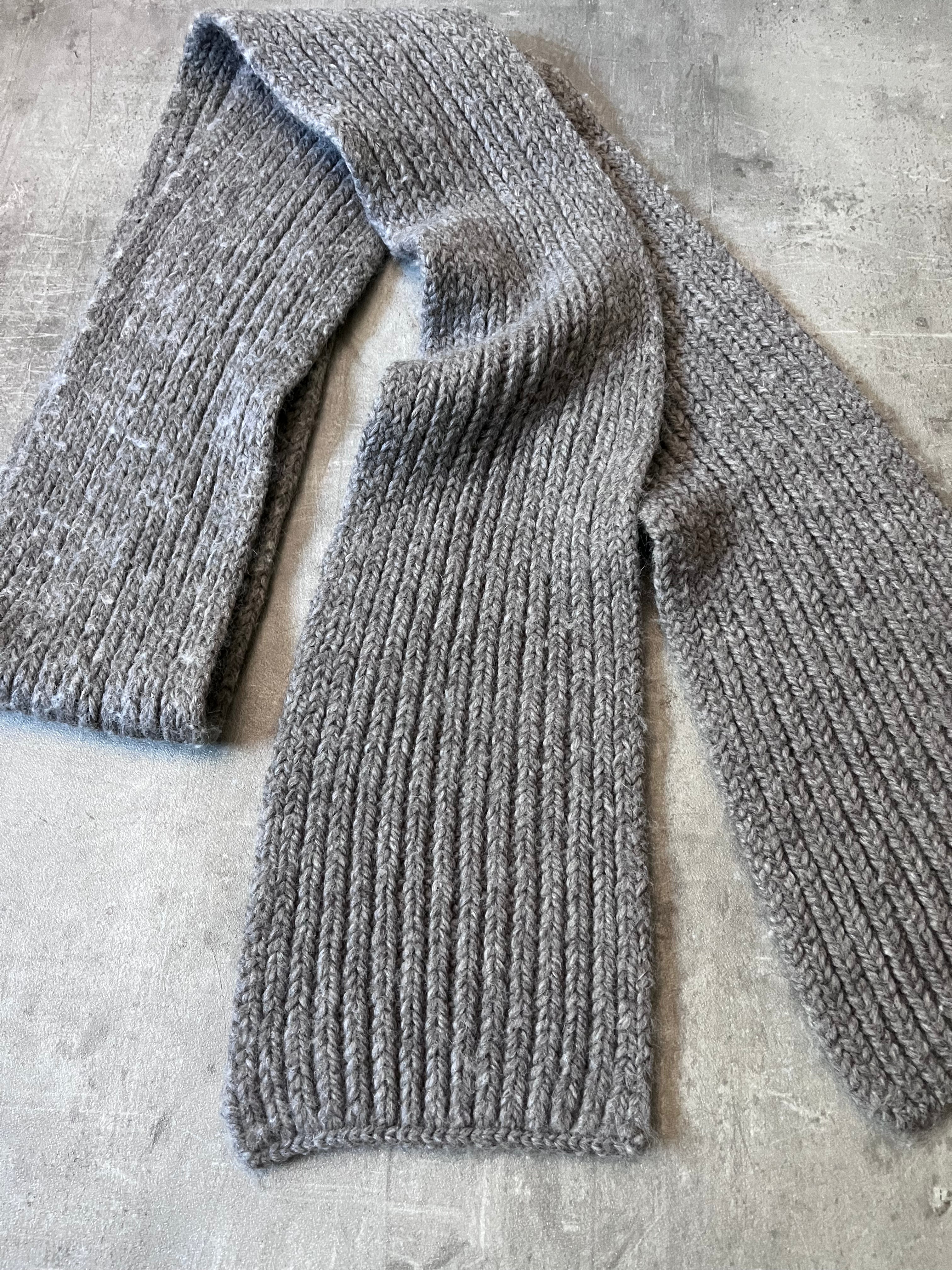 Ann Demeulemeester Ribbed Knit Wool Scarf Grey Unisex