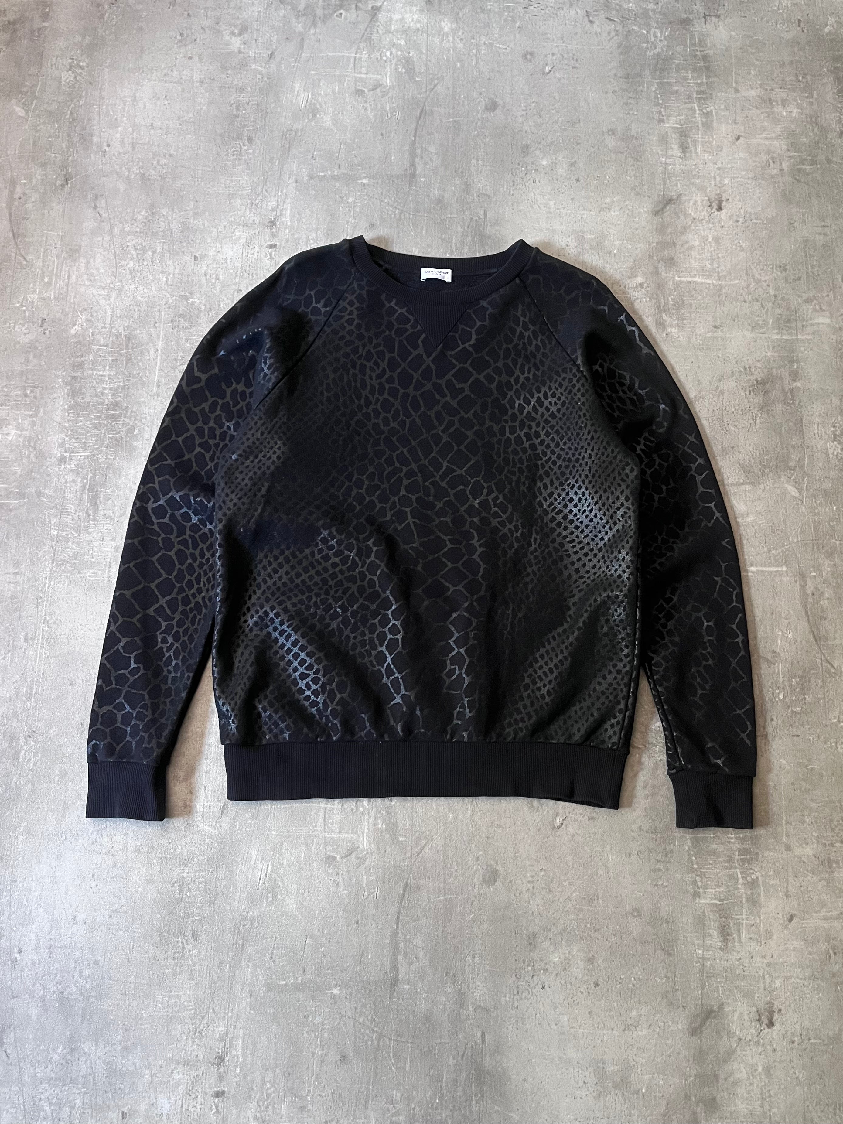 F/W 2015 Saint Laurent Paris by Hedi Slimane Reflective Animal Print Sweatshirt Black Men - L