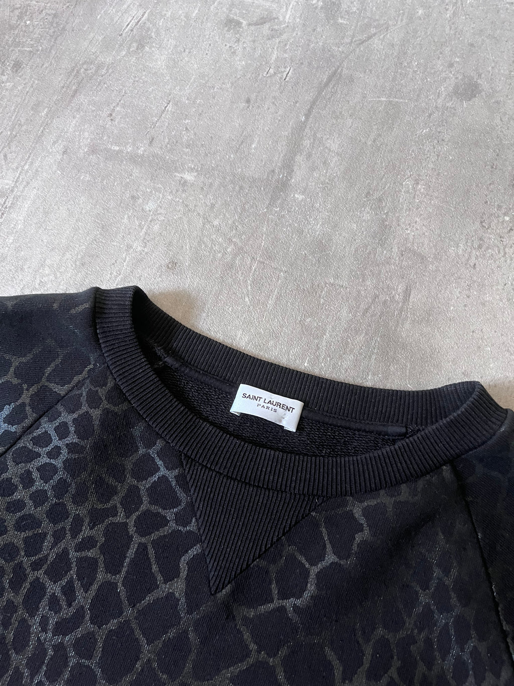F/W 2015 Saint Laurent Paris by Hedi Slimane Reflective Animal Print Sweatshirt Black Men - L