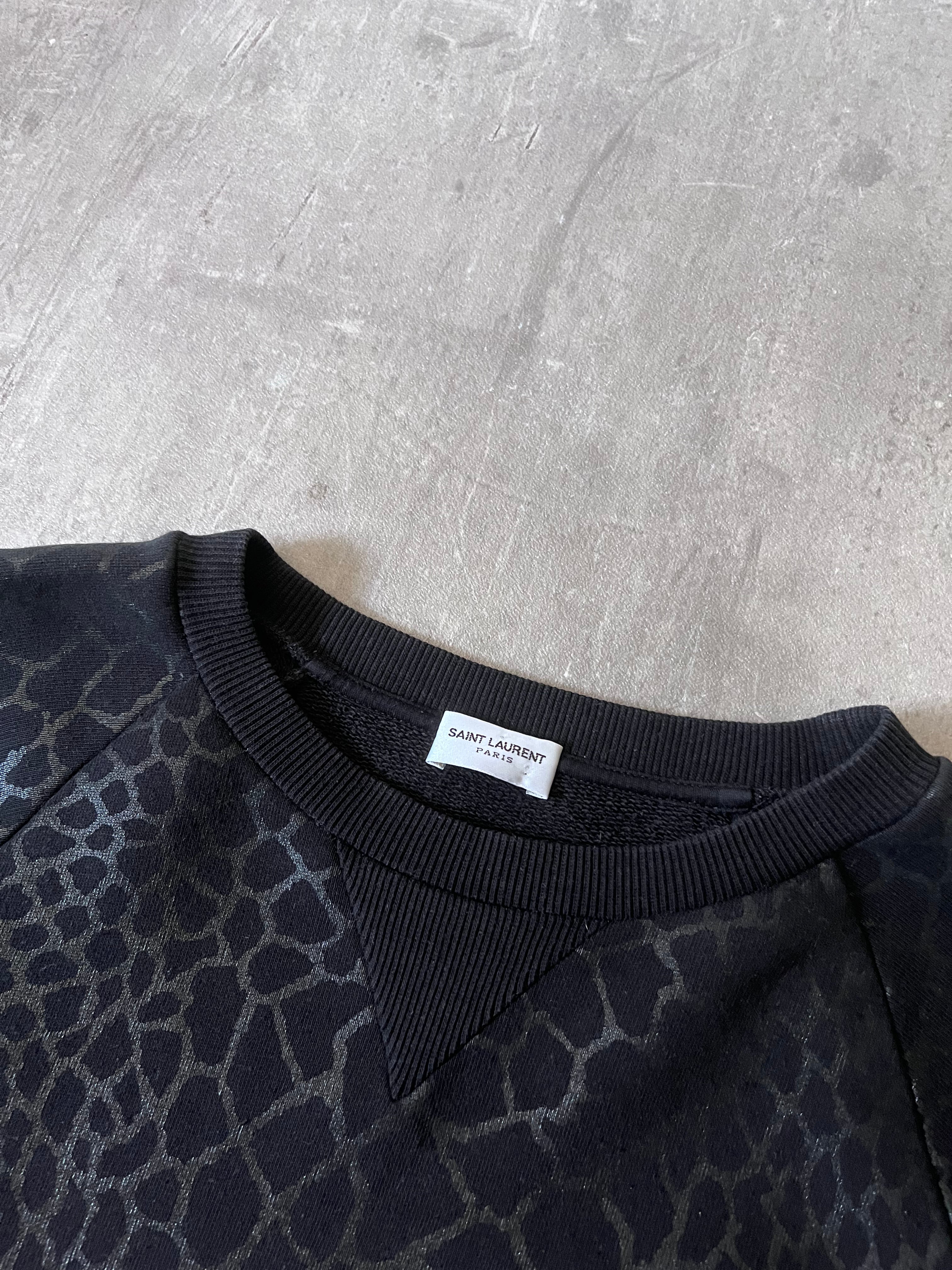 F/W 2015 Saint Laurent Paris by Hedi Slimane Reflective Animal Print Sweatshirt Black Men - L