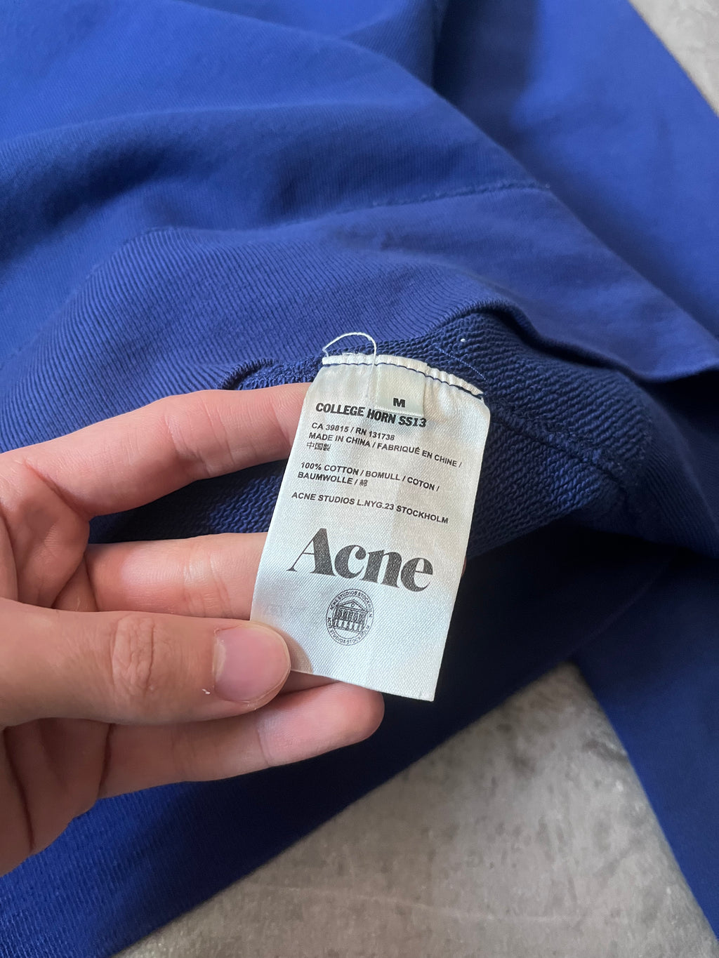 S/S 2013 Acne Studios Cape Horn Sweatshirt Blue Men - M