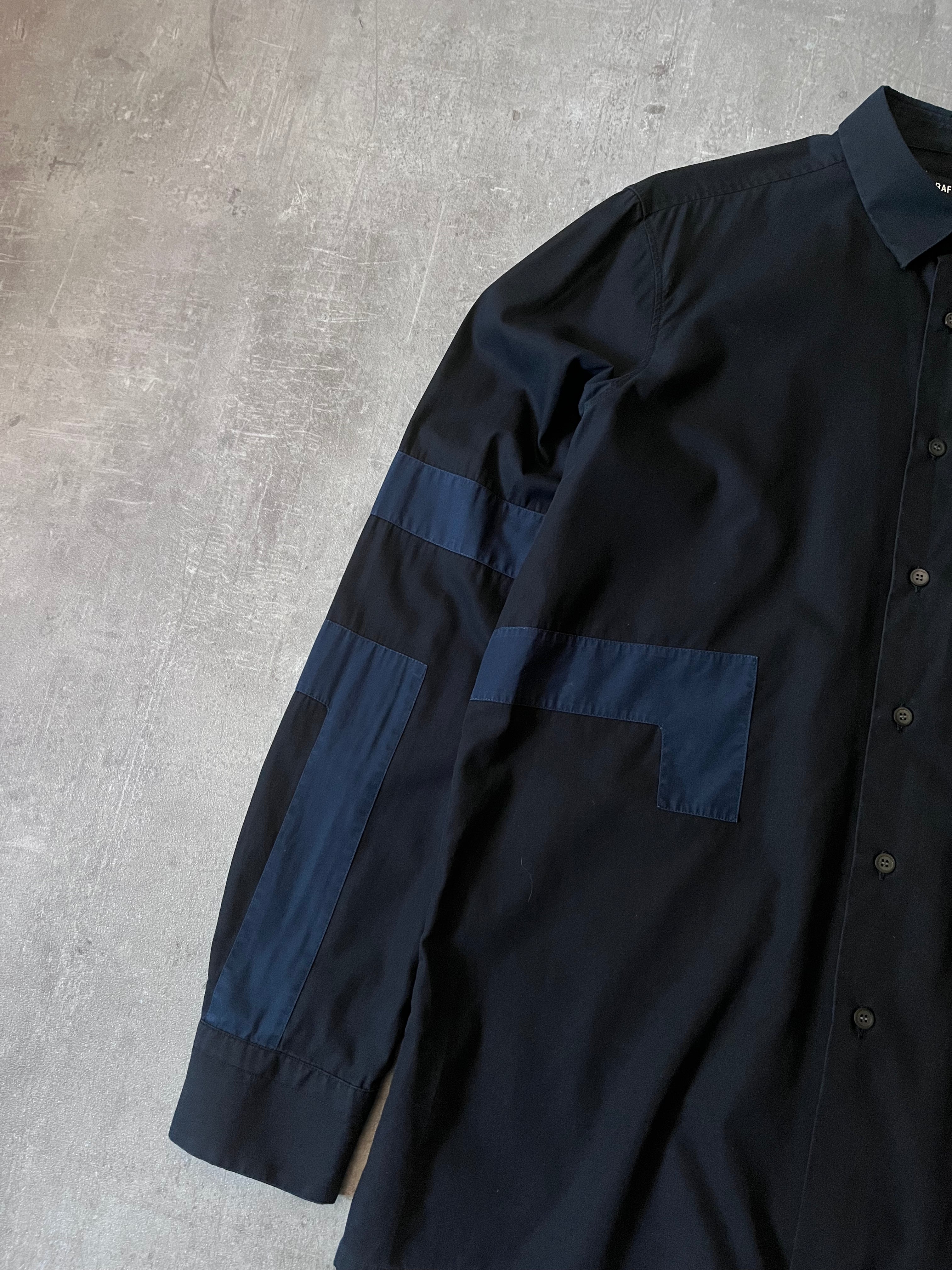 Raf Simons Geometric Patch Shirt Black Navy Men - M