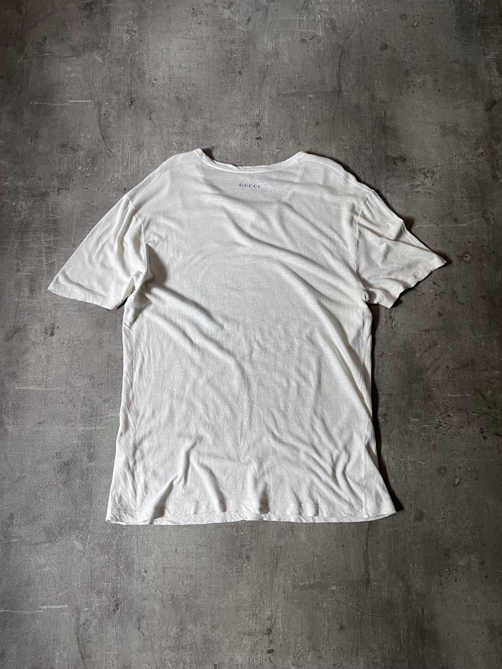 Gucci Vintage Blue Ship Painting T-shirt White Men - L
