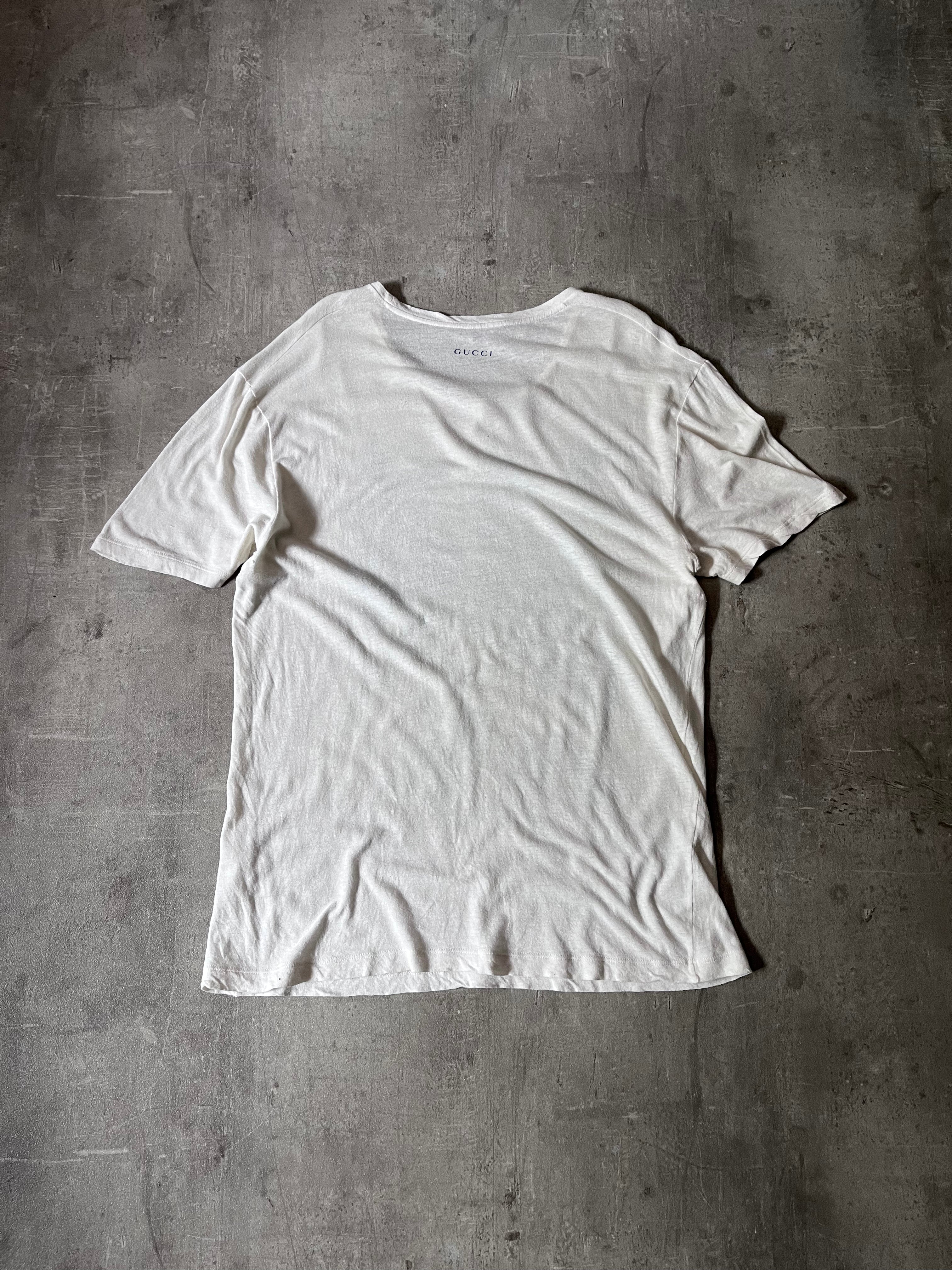 Gucci Vintage Blue Ship Painting T-shirt White Men - L
