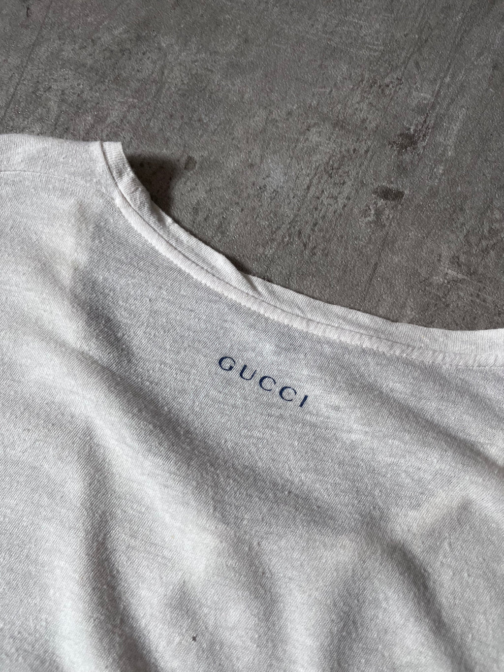 Gucci Vintage Blue Ship Painting T-shirt White Men - L