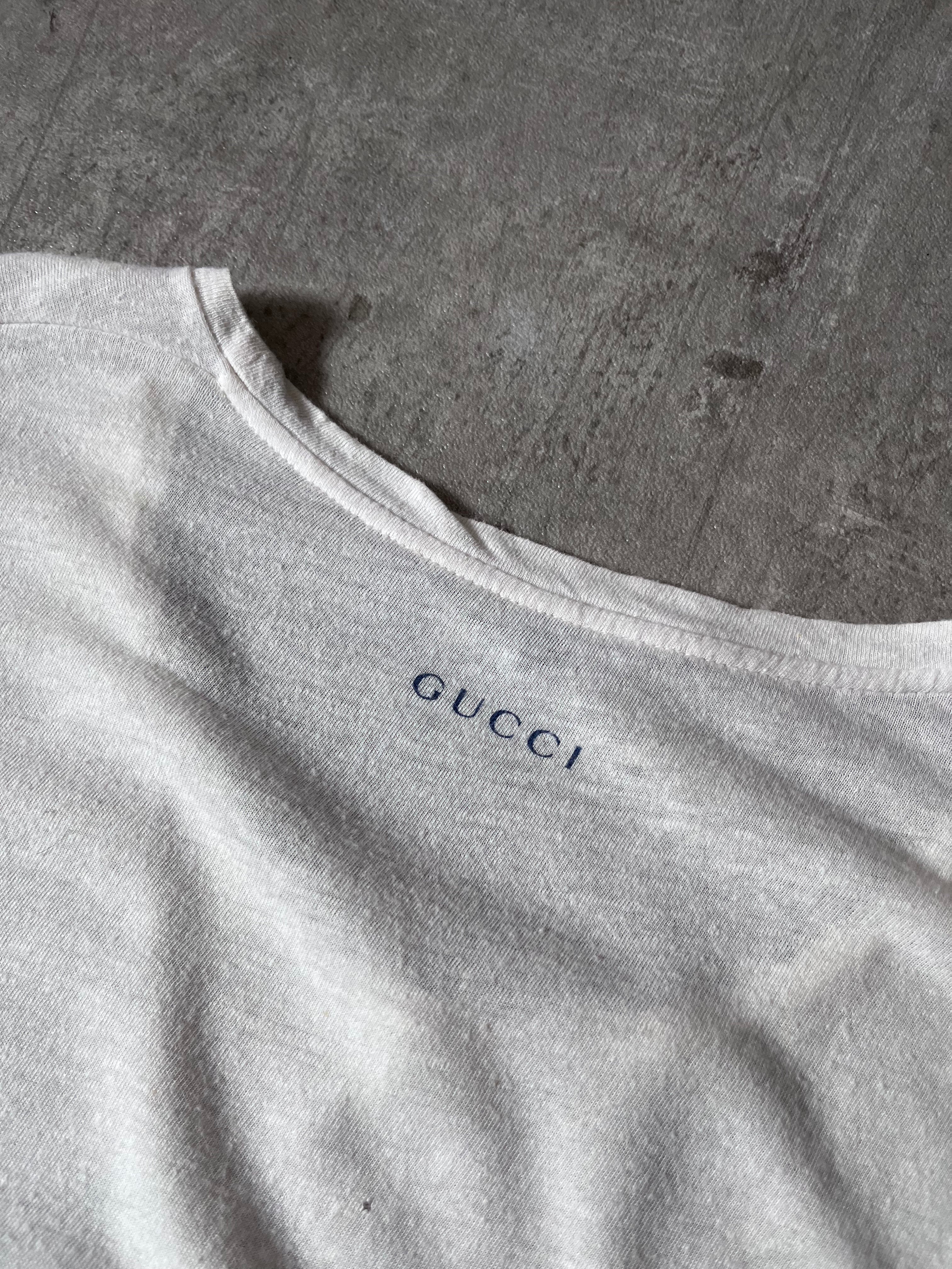 Gucci Vintage Blue Ship Painting T-shirt White Men - L