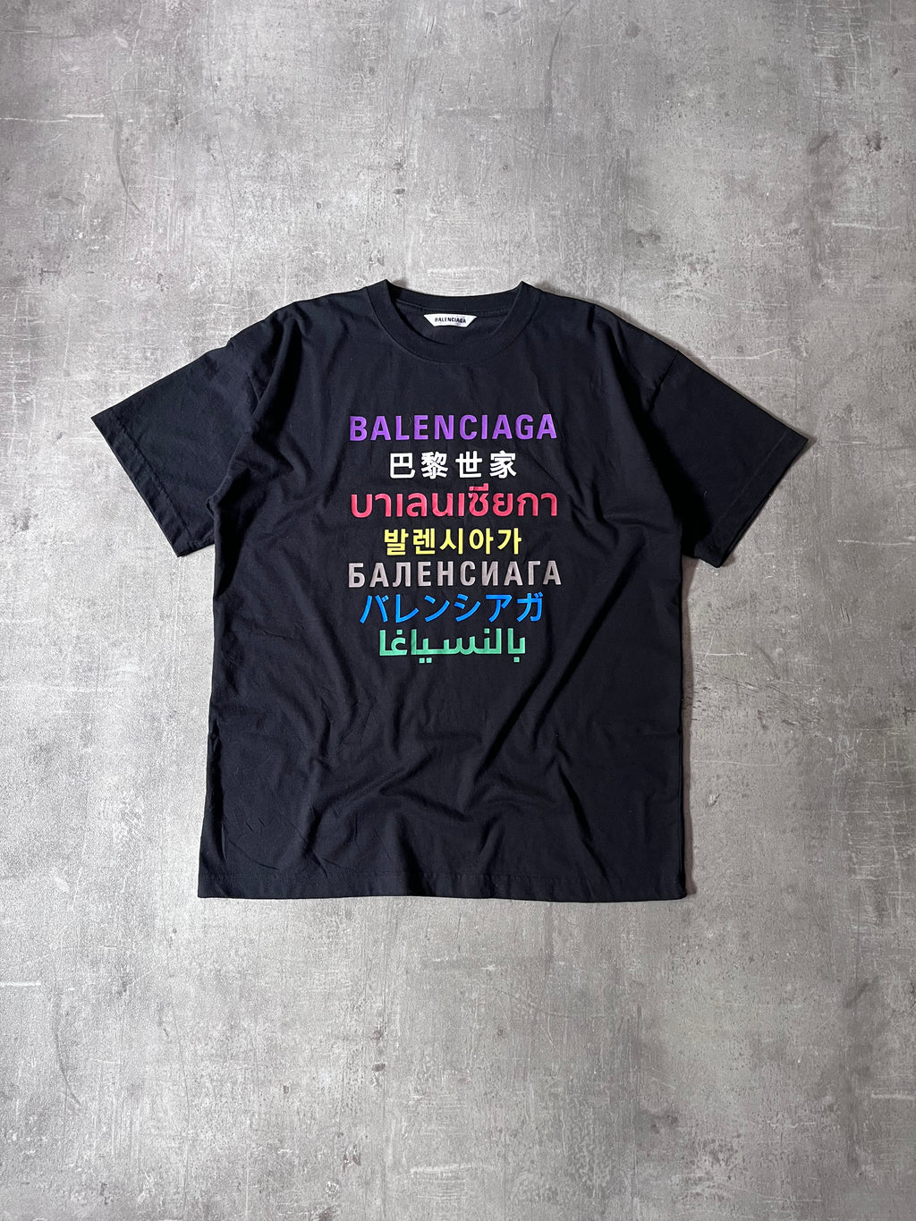 Balenciaga 7 Language T-shirt Black Men - M