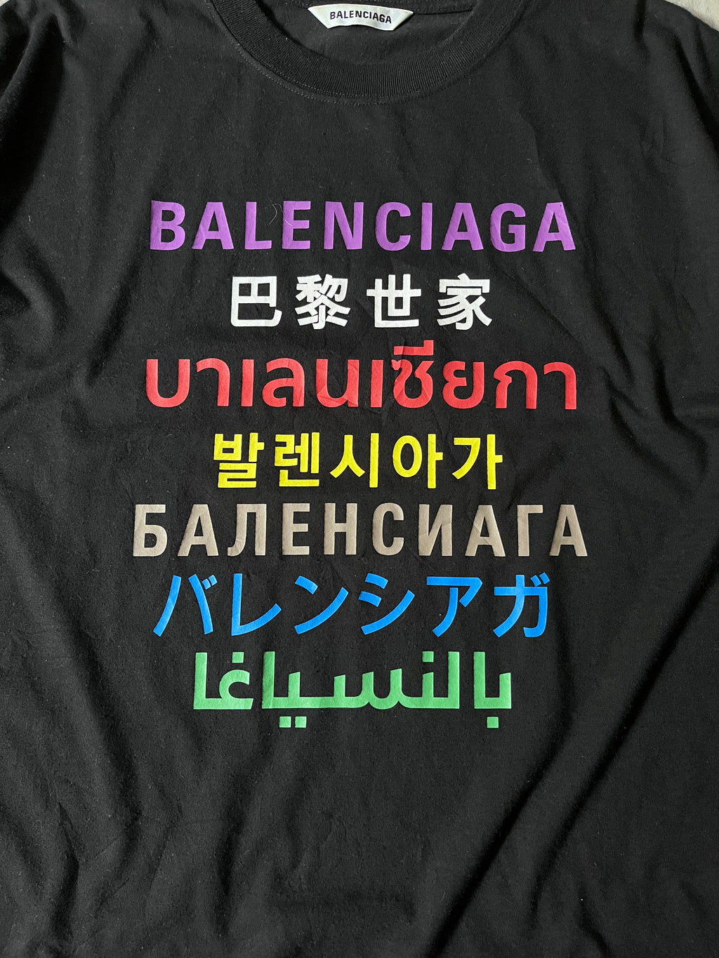 Balenciaga 7 Language T-shirt Black Men - M