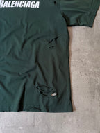 Balenciaga Caps Destroyed T-shirt Dark Green Men- XS