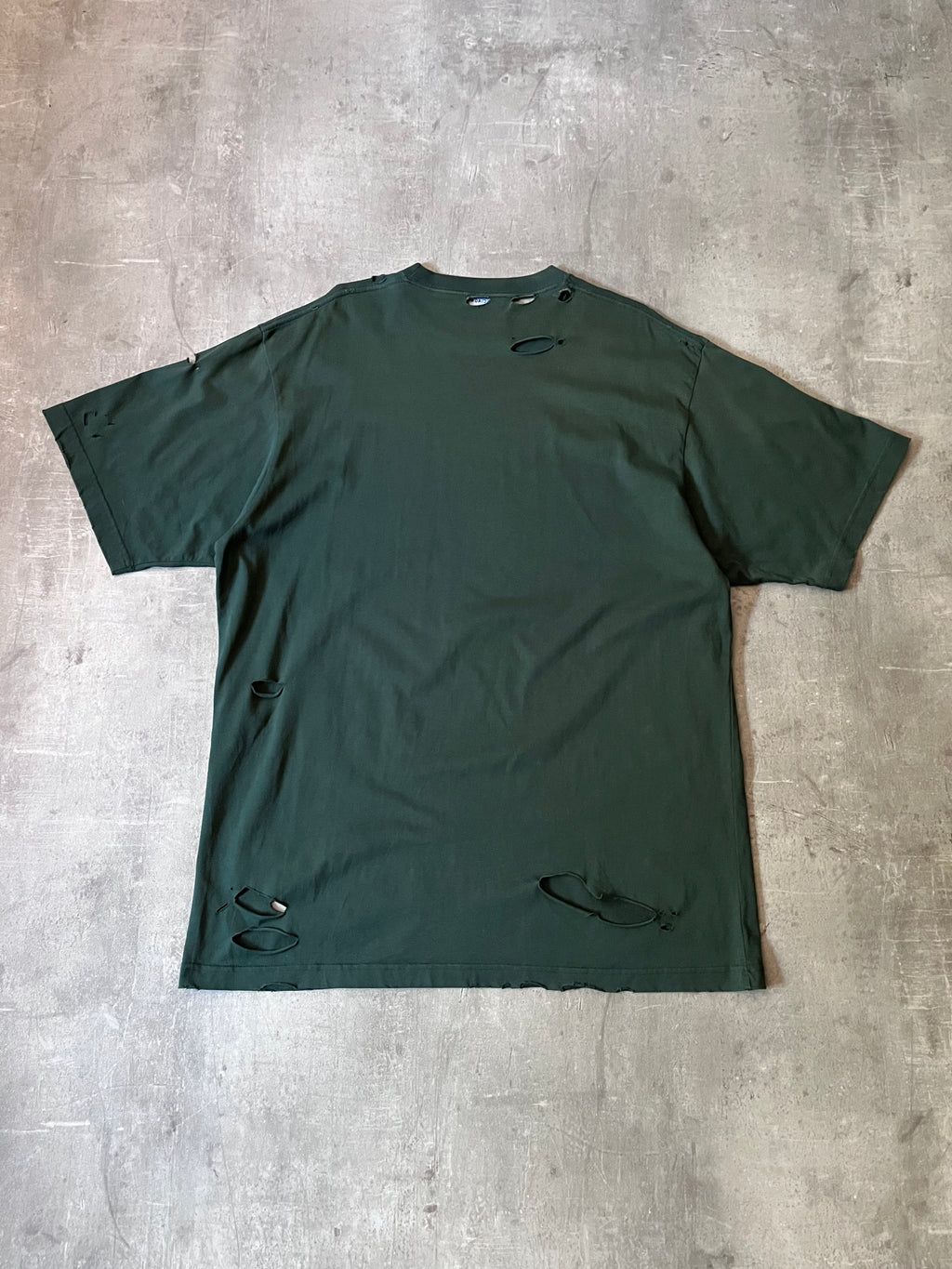 Balenciaga Caps Destroyed T-shirt Dark Green Men- XS