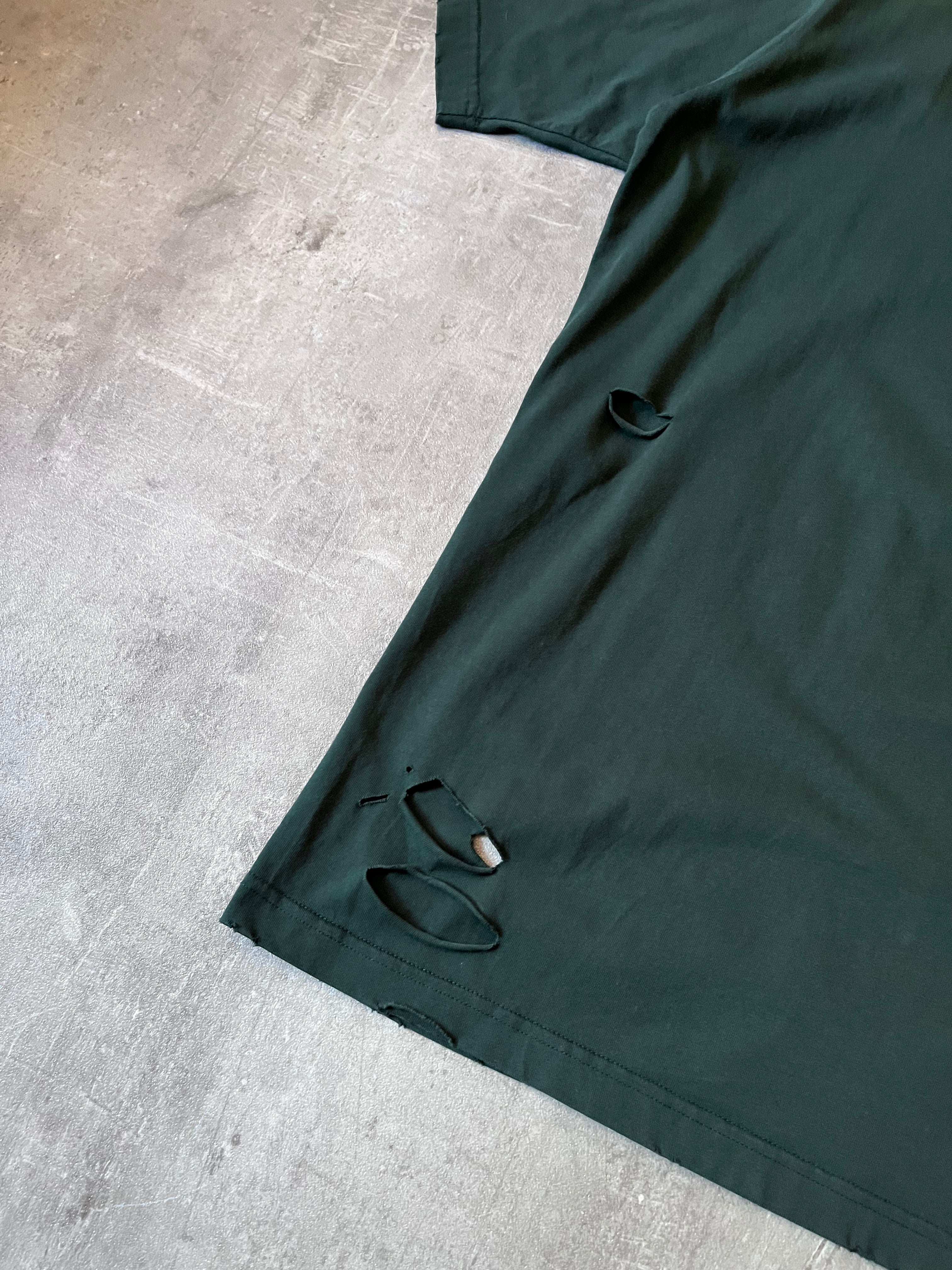 Balenciaga Caps Destroyed T-shirt Dark Green Men- XS
