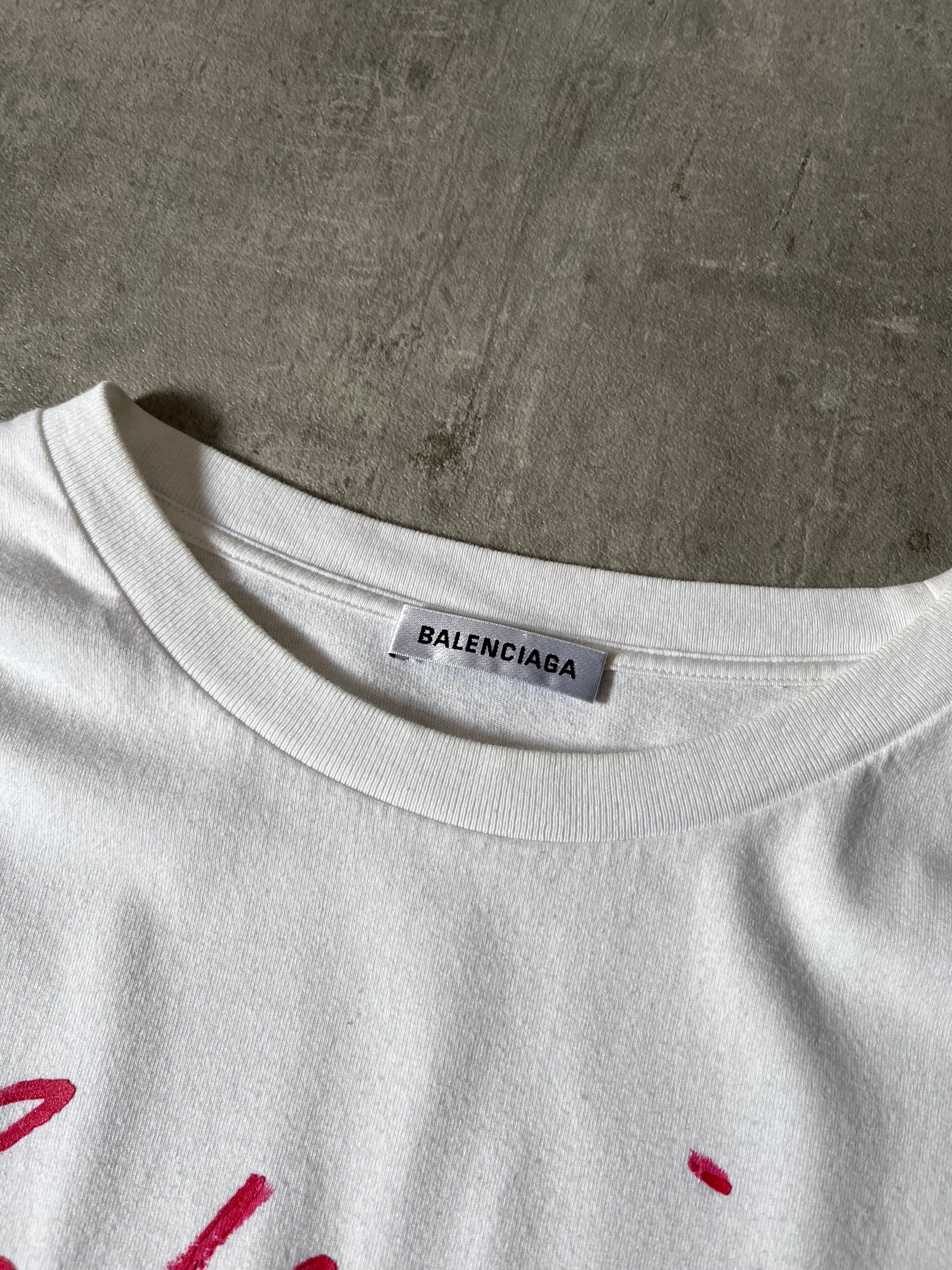 Balenciaga Lipstick Logo Print T-shirt White Men - M