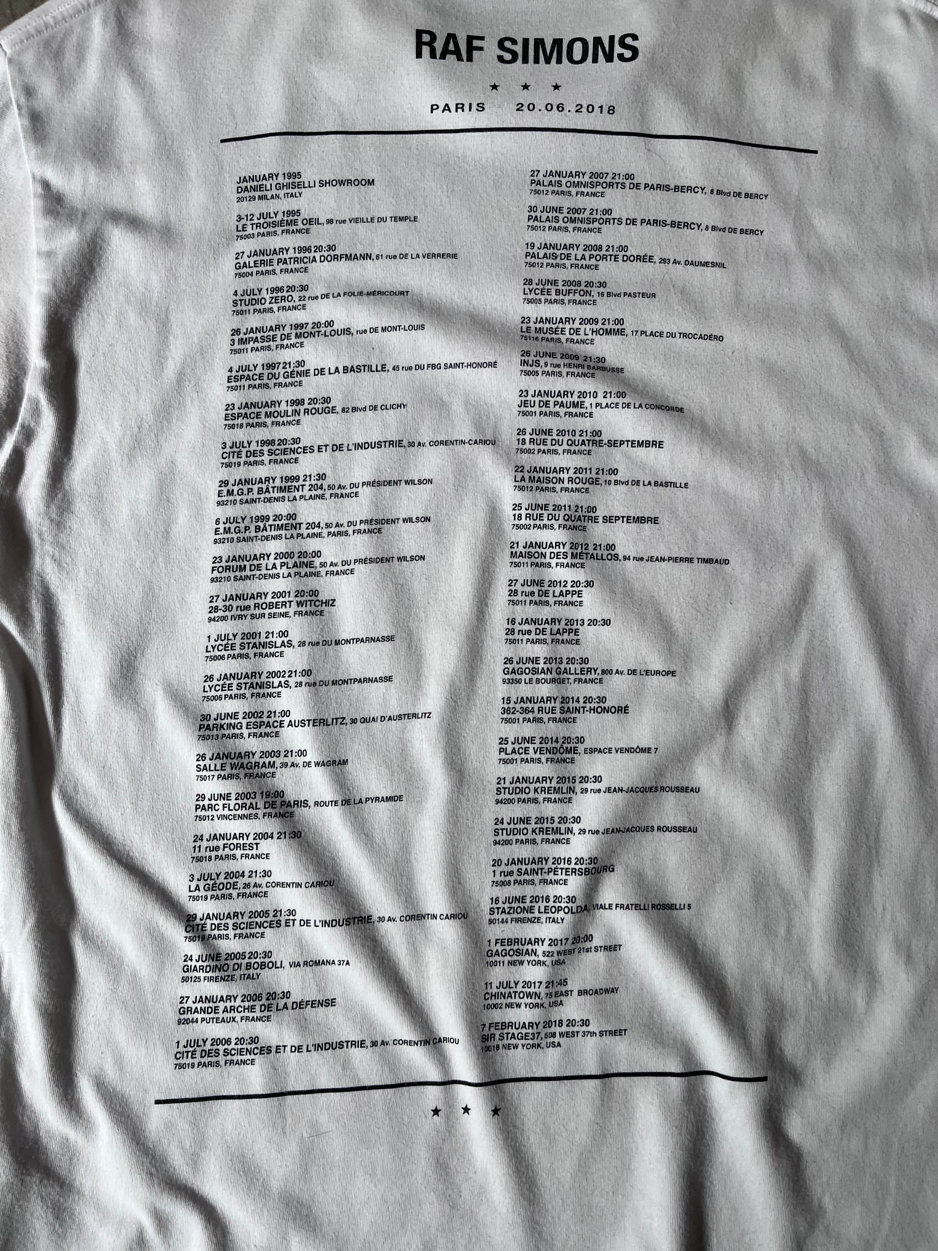 S/S 2019 Raf Simons Montreuil Paris T-shirt White Men - M