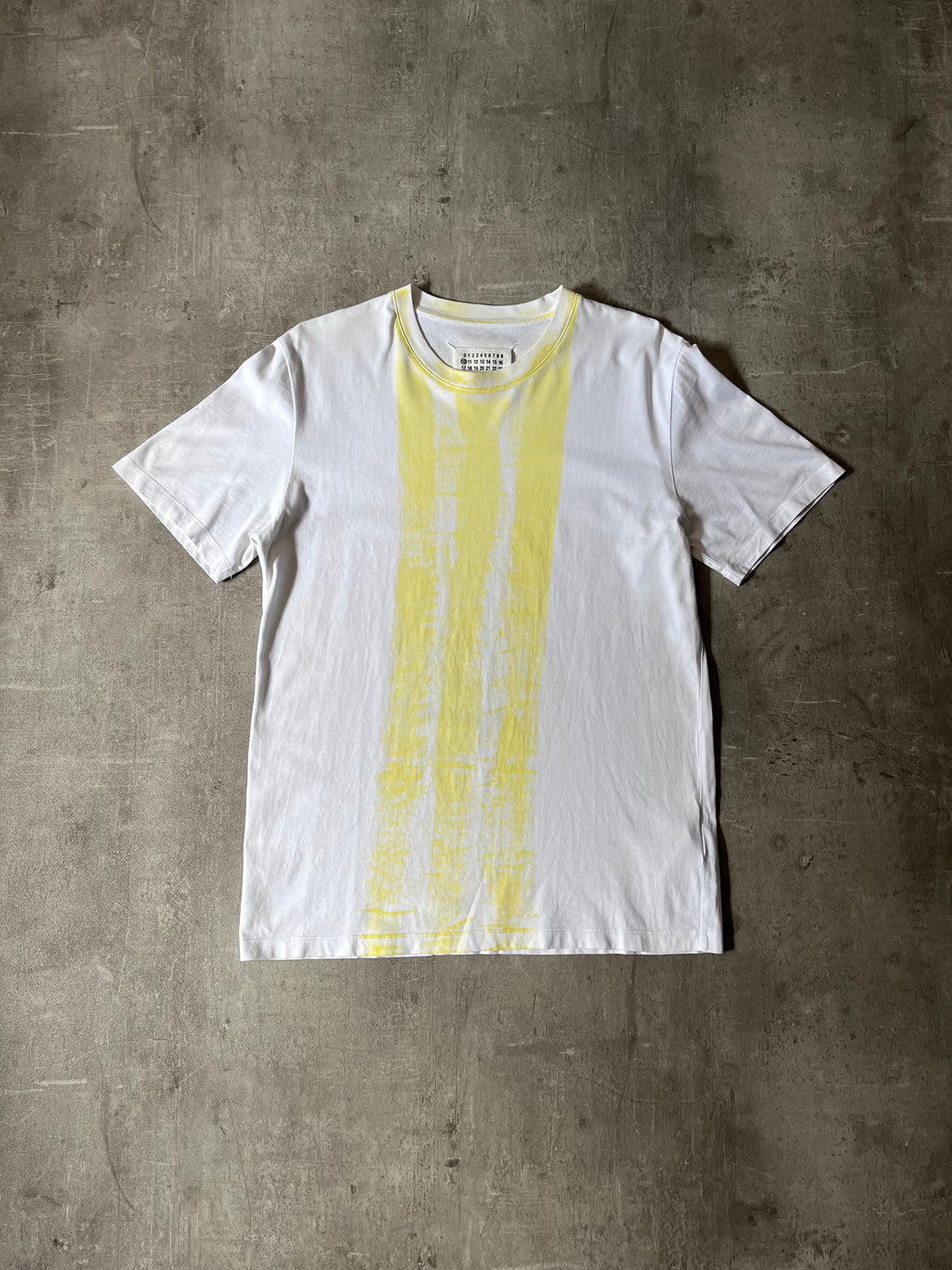 A/W 2020 Maison Margiela Yellow Stripe Tie Dye T-shirt White Men - M