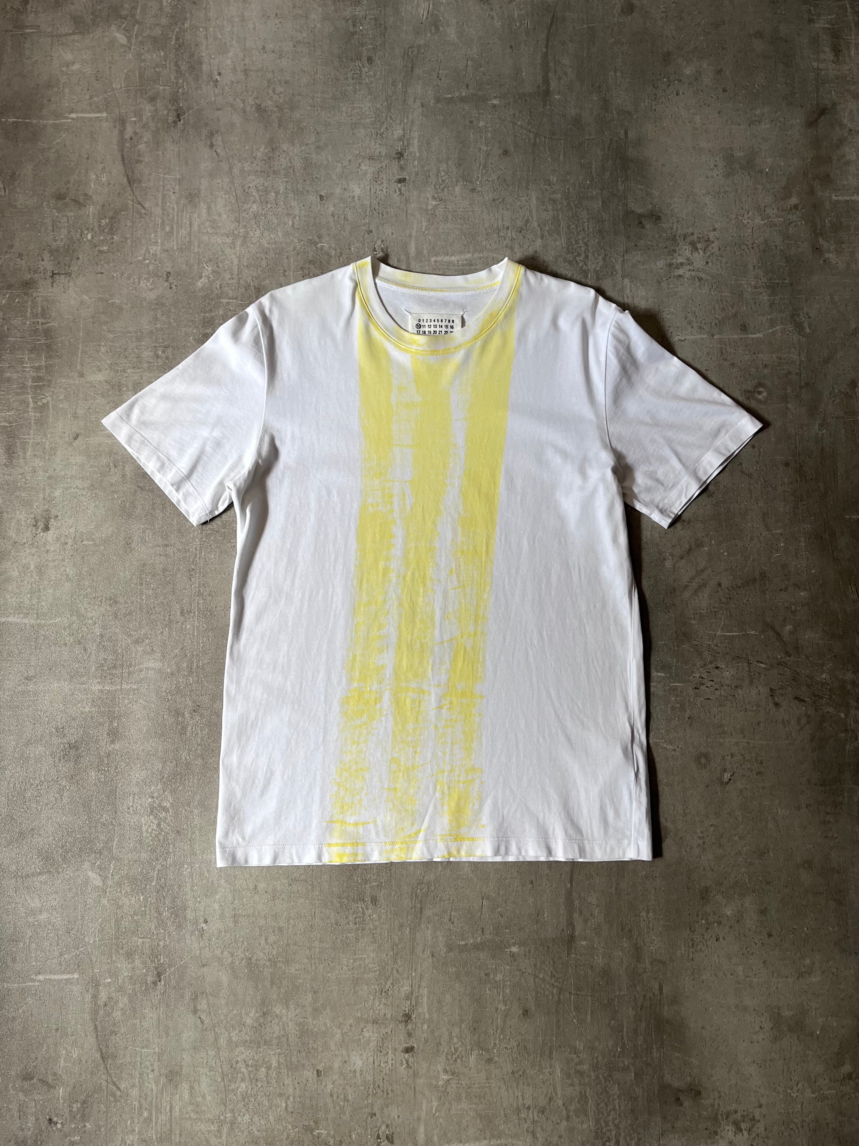 A/W 2020 Maison Margiela Yellow Stripe Tie Dye T-shirt White Men - M