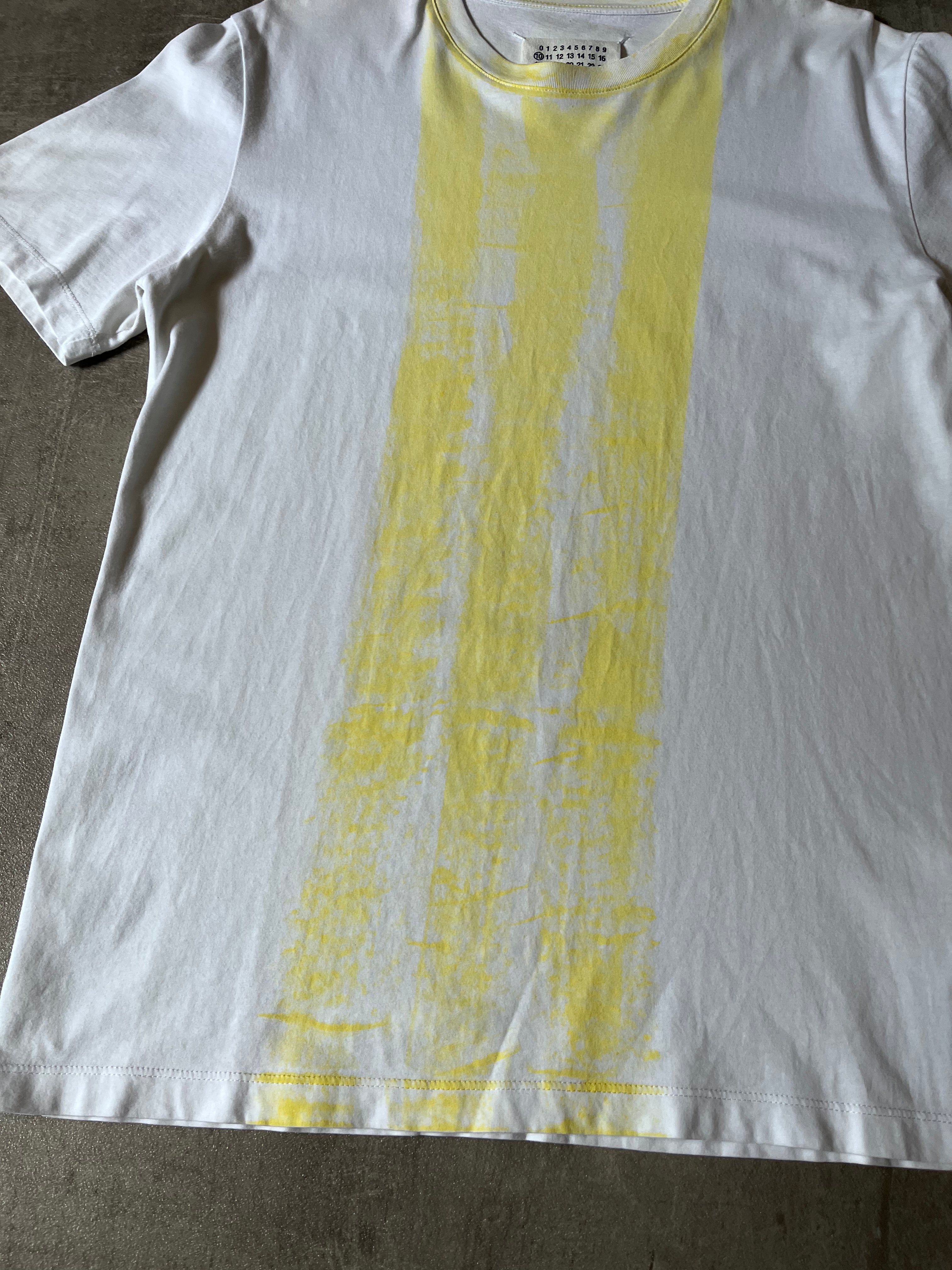 A/W 2020 Maison Margiela Yellow Stripe Tie Dye T-shirt White Men - M