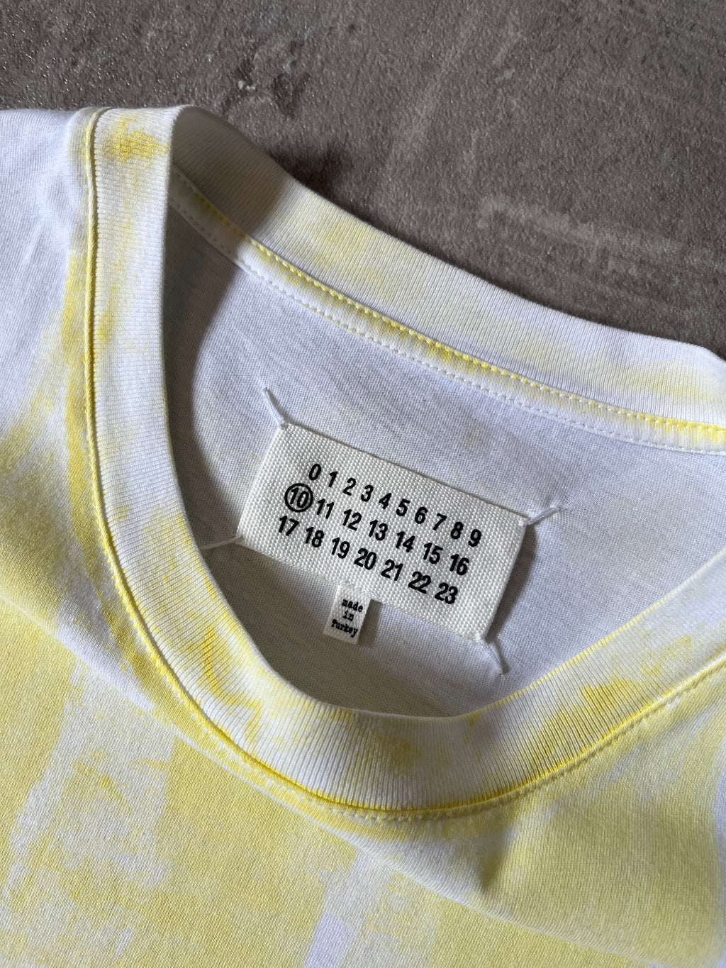 A/W 2020 Maison Margiela Yellow Stripe Tie Dye T-shirt White Men - M