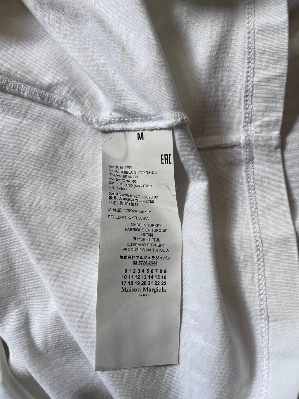 A/W 2020 Maison Margiela Yellow Stripe Tie Dye T-shirt White Men - M