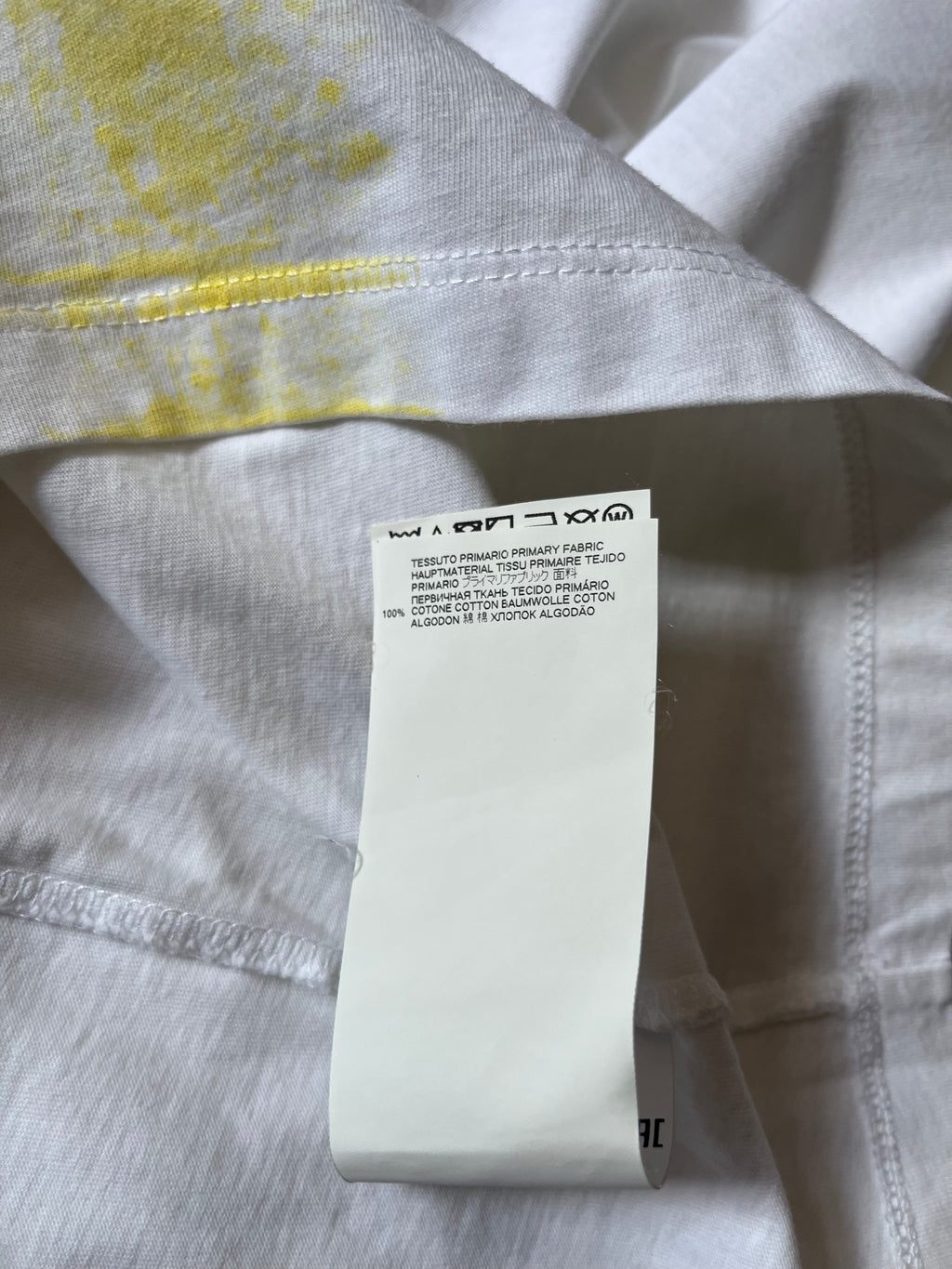 A/W 2020 Maison Margiela Yellow Stripe Tie Dye T-shirt White Men - M