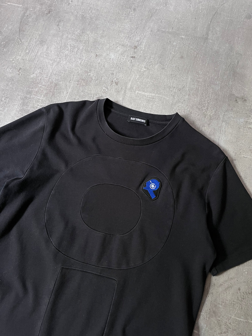 2000s Raf Simons Embroidered Small Logo T-shirt Black Men - L