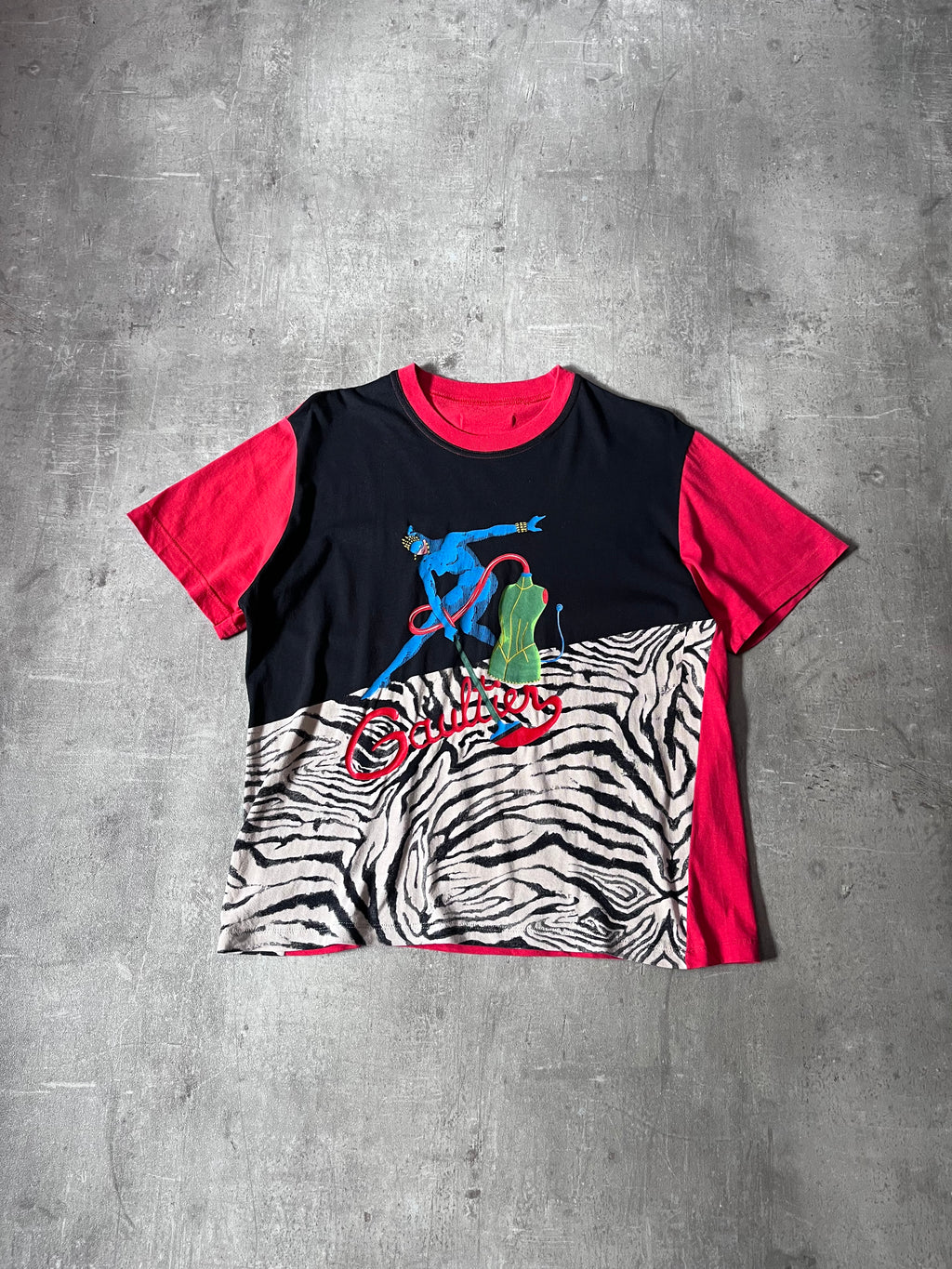 Jean Paul Gaultier 90s Vintage Graphic T-shirt Red Black Men - M