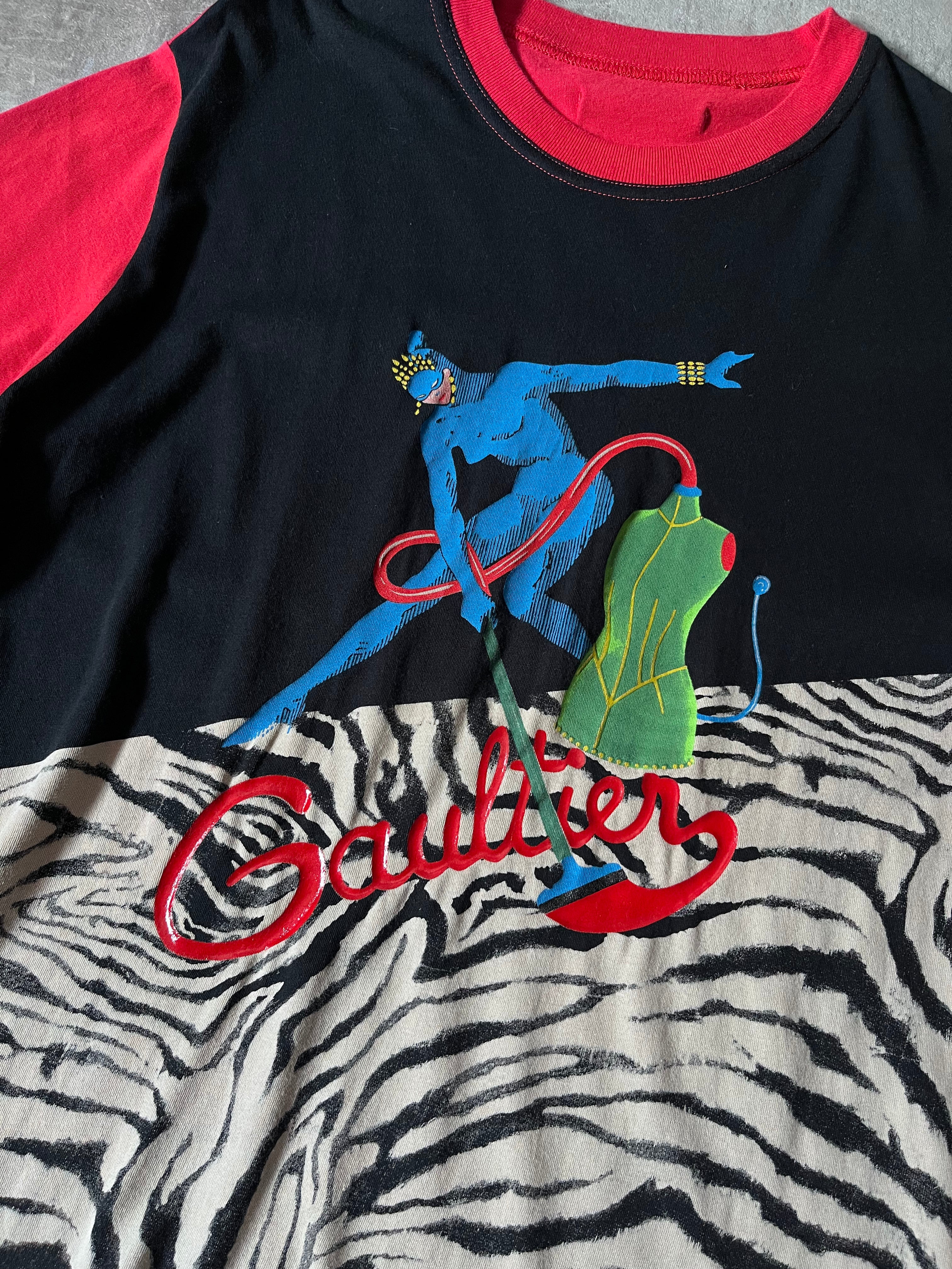 Jean Paul Gaultier 90s Vintage Graphic T-shirt Red Black Men - M