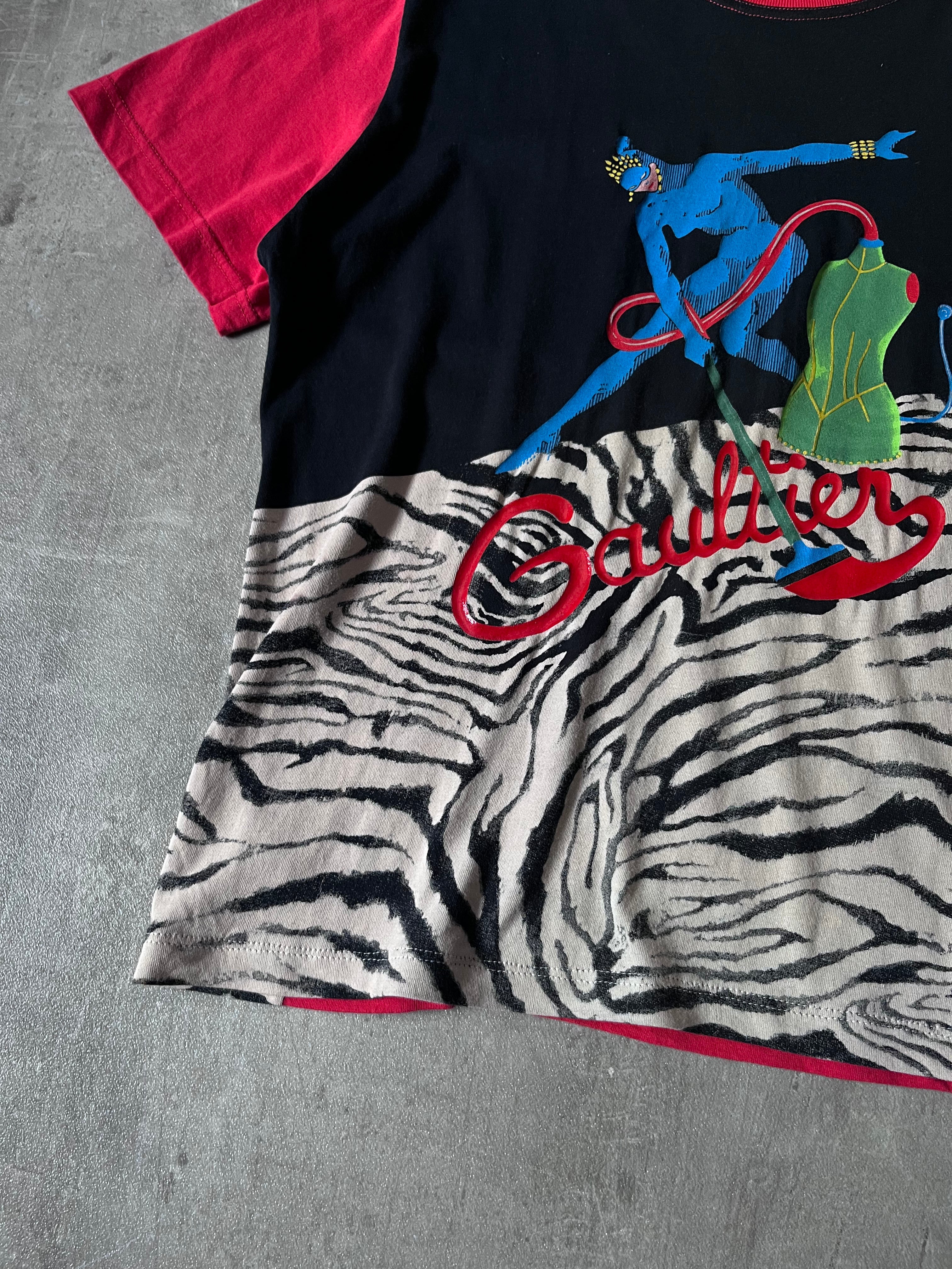 Jean Paul Gaultier 90s Vintage Graphic T-shirt Red Black Men - M